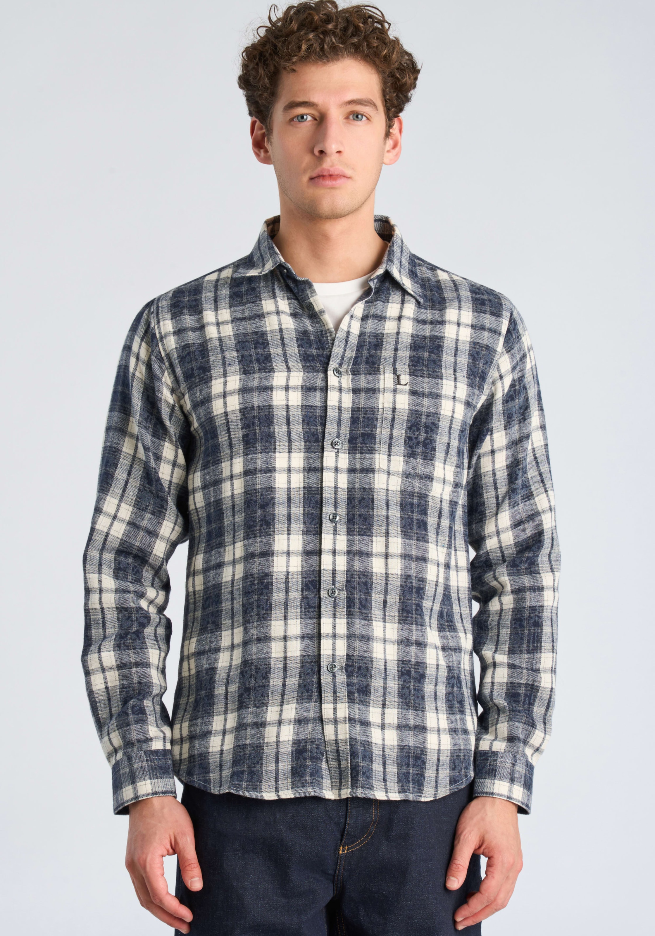 LINDBERGH Chemise à manches longues avec motif à carreaux / patte de boutons