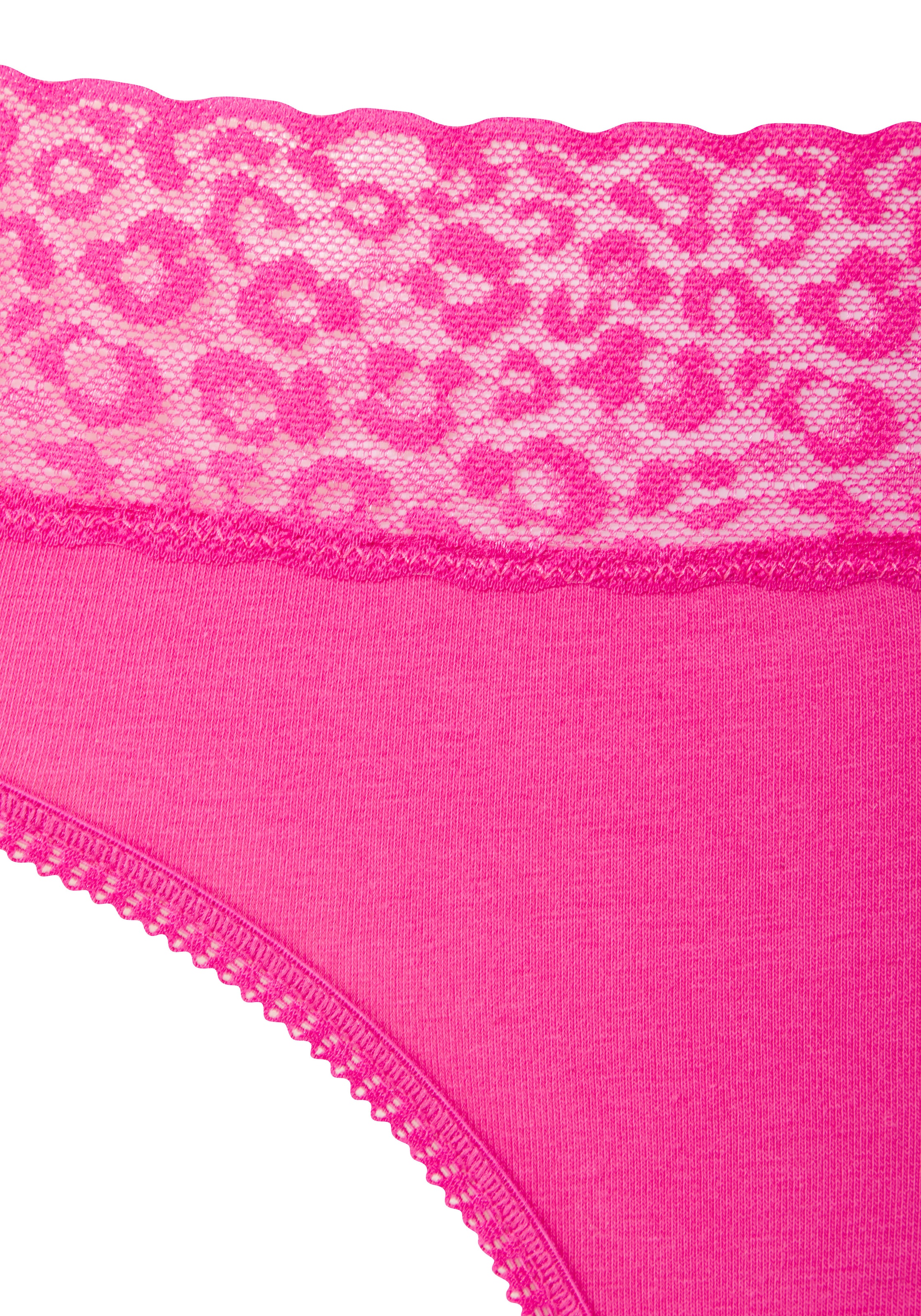 LASCANA Jazz-Pants Slips 4er Pack,  aus elastischer Baumwolle mit Leo-Spitze am Bund