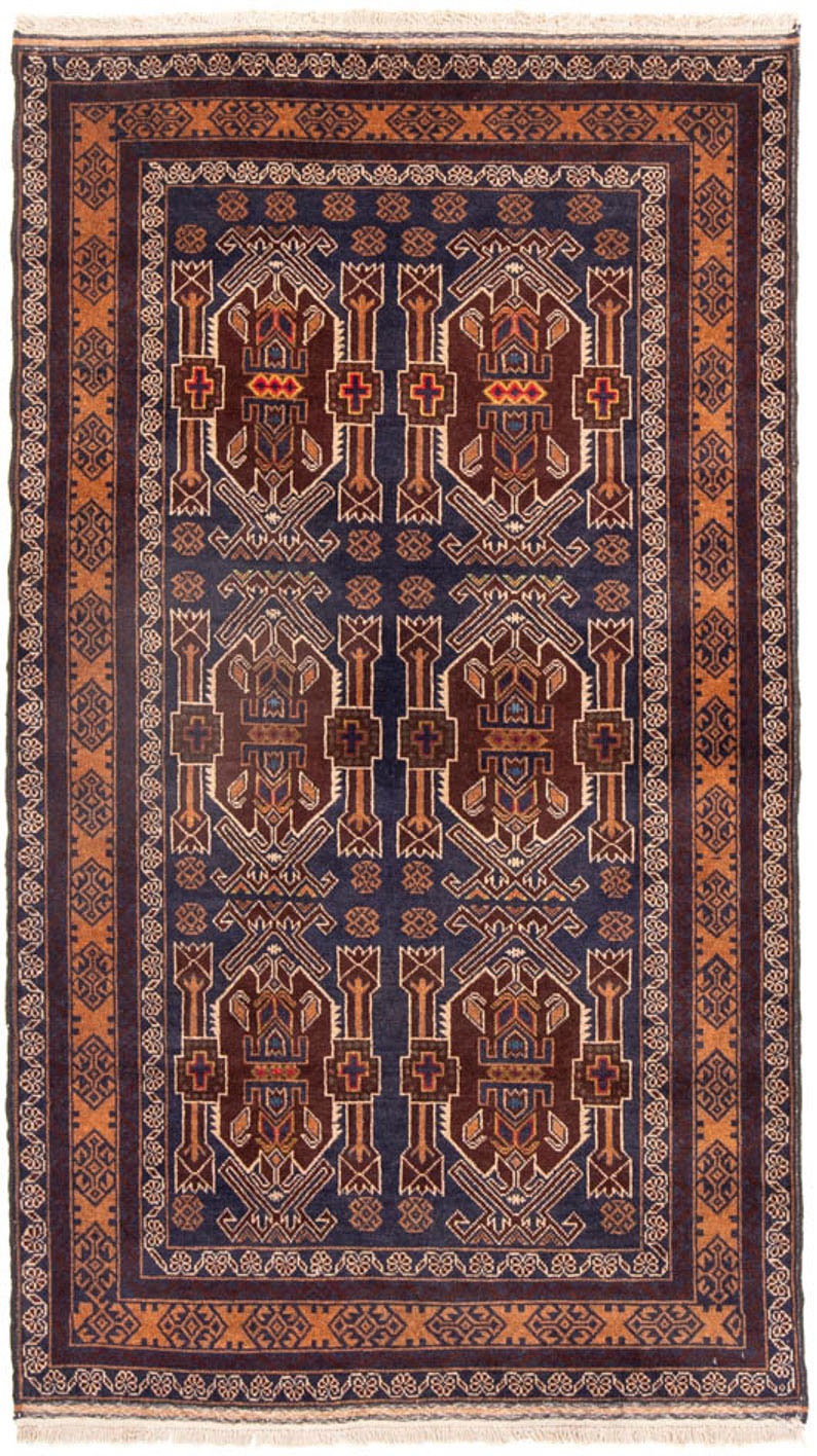 Image of morgenland Hochflor-Läufer »Belutsch Medaillon Blu scuro 184 x 107 cm«, rechteckig, 0,8 mm Höhe, Handgeknüpft bei Ackermann Versand Schweiz