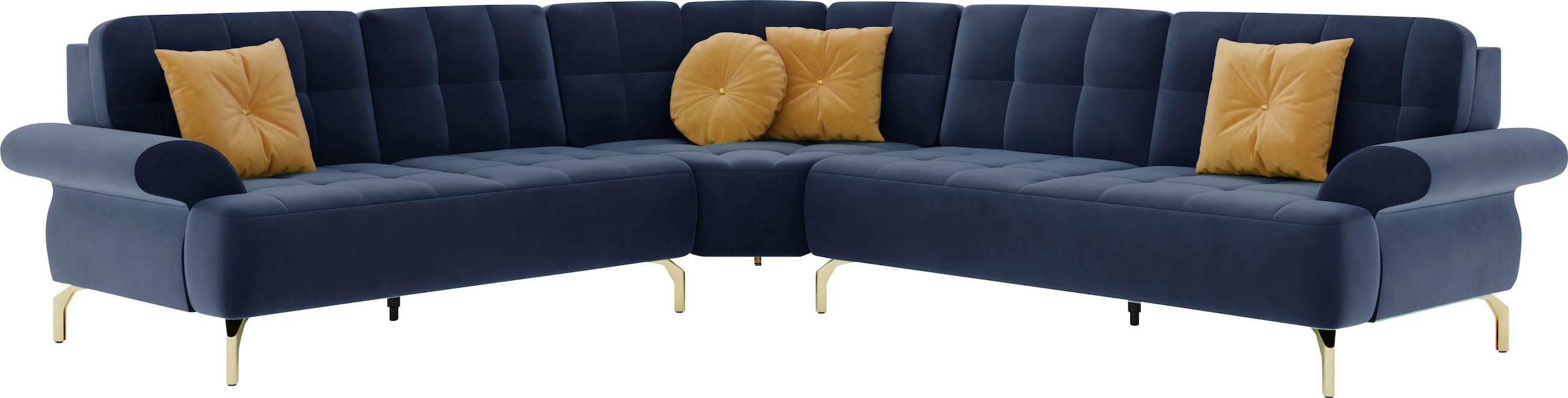 sit&more Ecksofa »Orient 1 L-Form«, inkl. 4 Zierkissen mit Strass-Stein, goldfarbene Metallfüsse