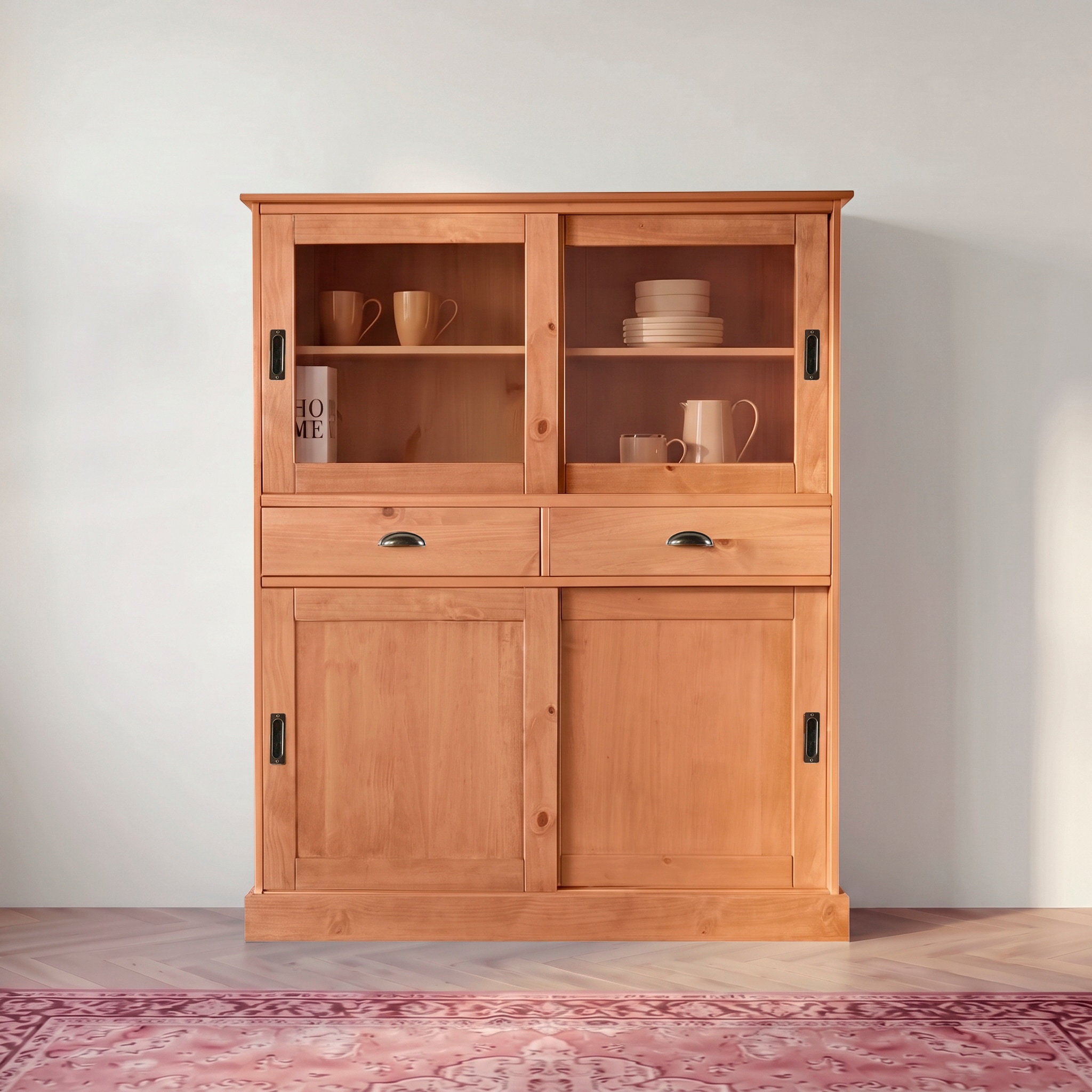 Image of GOODproduct Highboard "Schröder" Vitrine aus massivem Kiefernholz, Breite 114 cm