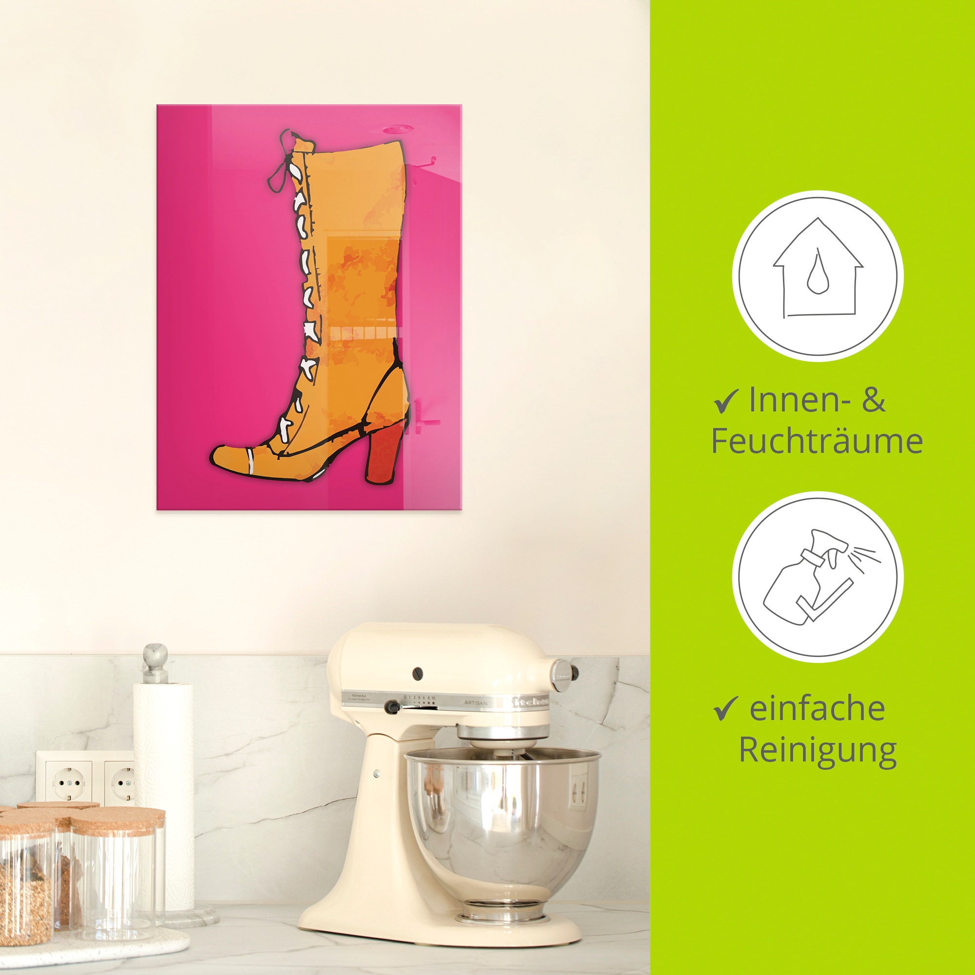 Artland Tableau en verre »Stiefel« 1 cuis tlg. in verschiedenen Grössen