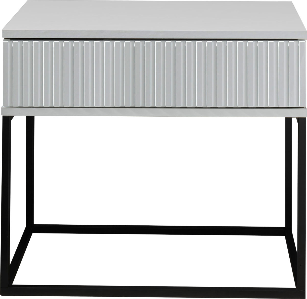 Schlafkontor Nachtkommode »Marle Nachtkonsole, Nachtkästchen auf Metall-Fussgestell« Schubkasten in Rillenoptik auf schwarzem Metallgestell