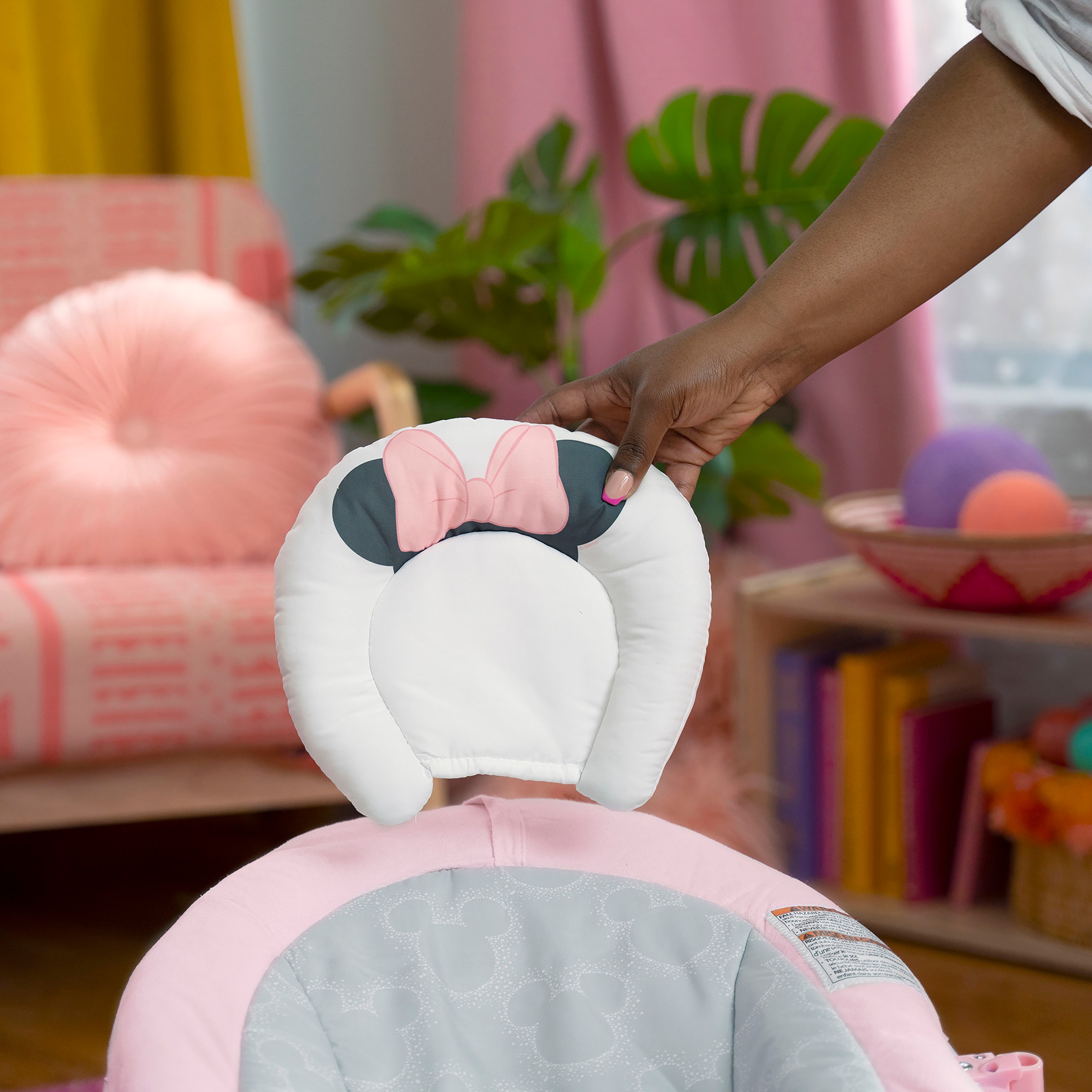 Bright Starts Transat pour bébé »Minnie Mouse Rosy Skies ™ Comfy Bouncer« bis 9 kilos mit Sound-Effekt