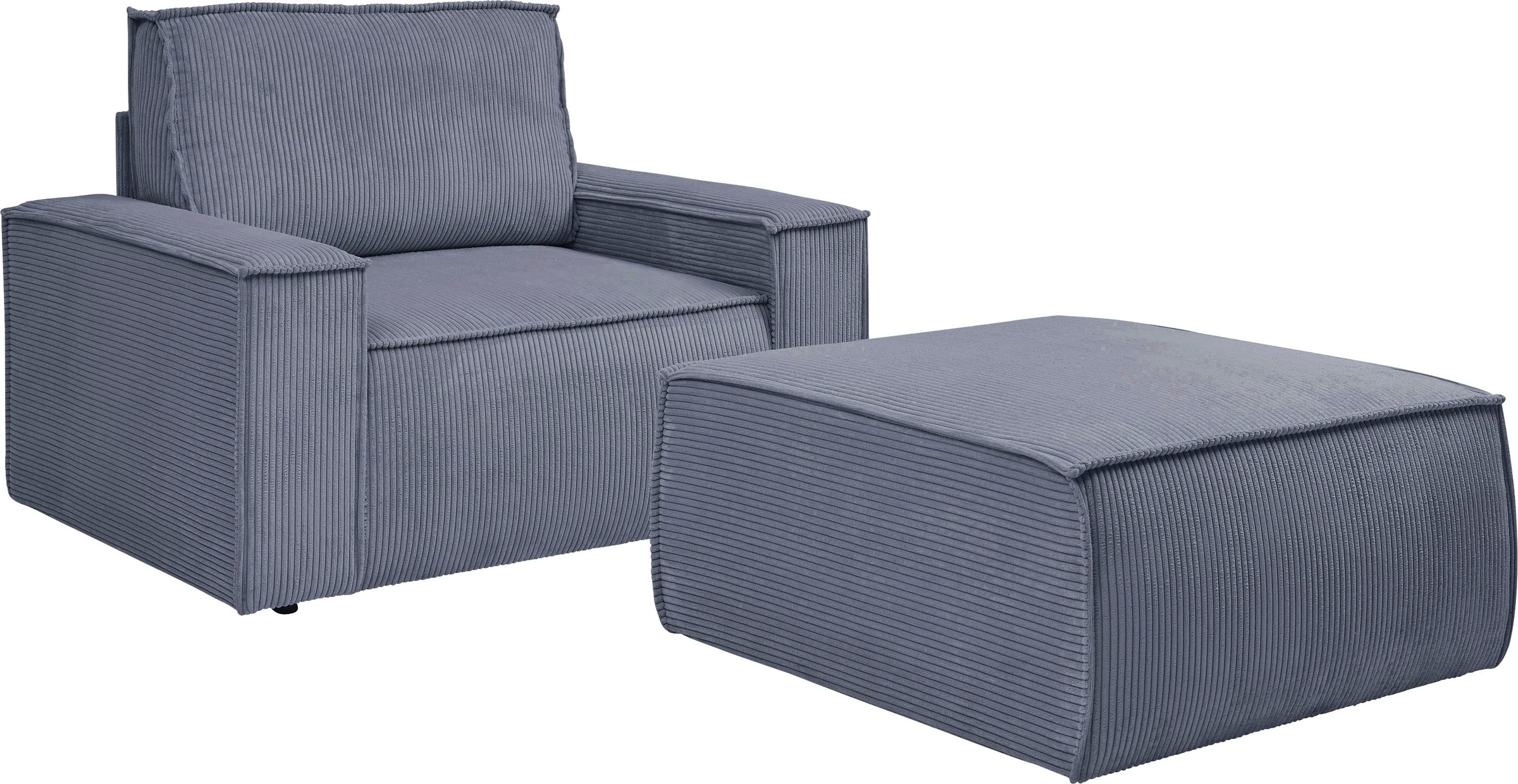 GOODproduct Fauteuil »SHERWOOD« Loveseat und Hocker im Set, passend zur Polster-Serie SHERWOOD