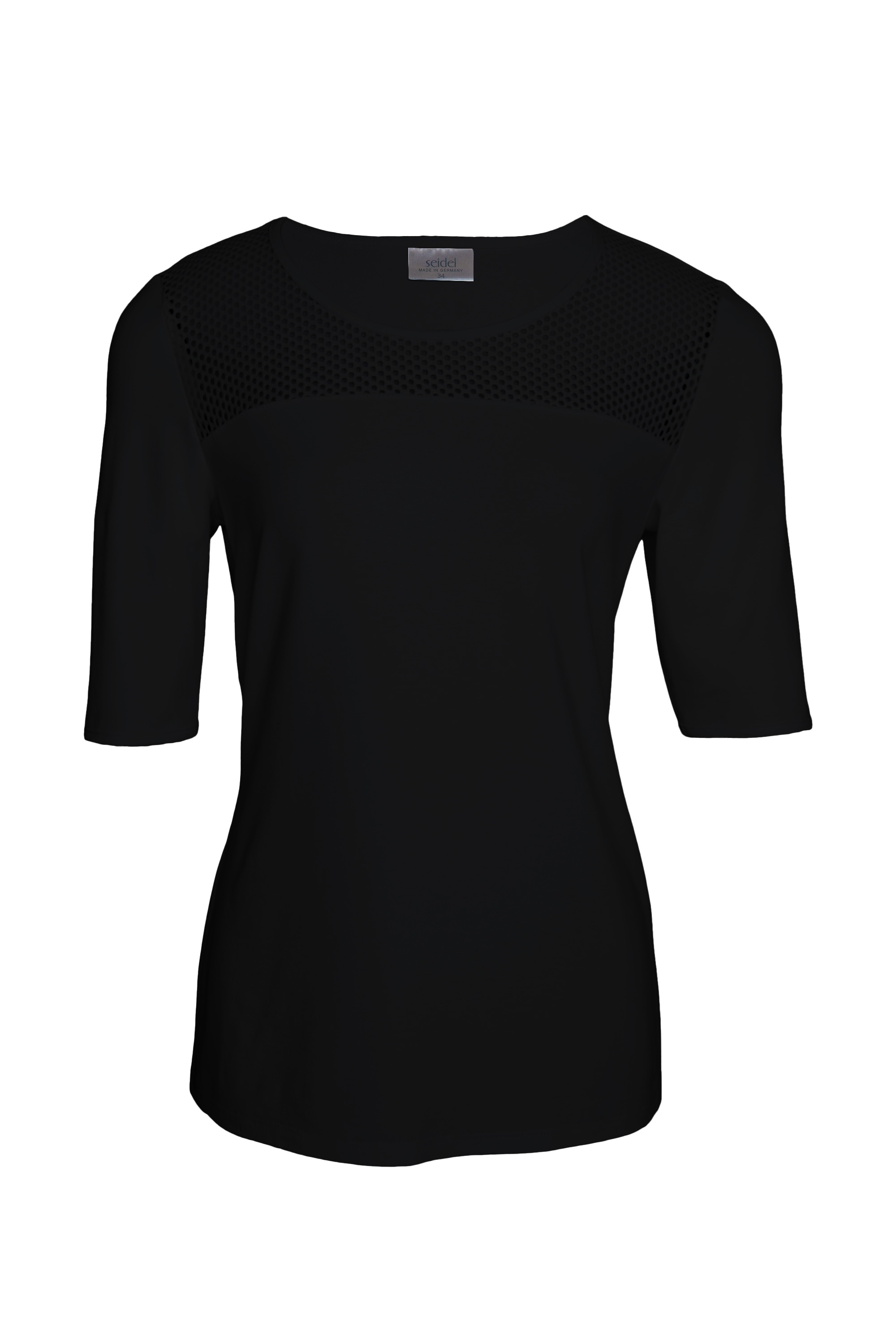 Seidel Moden Shirt à col rond mit transparenten Lochmuster vorne - MADE IN GERMANY