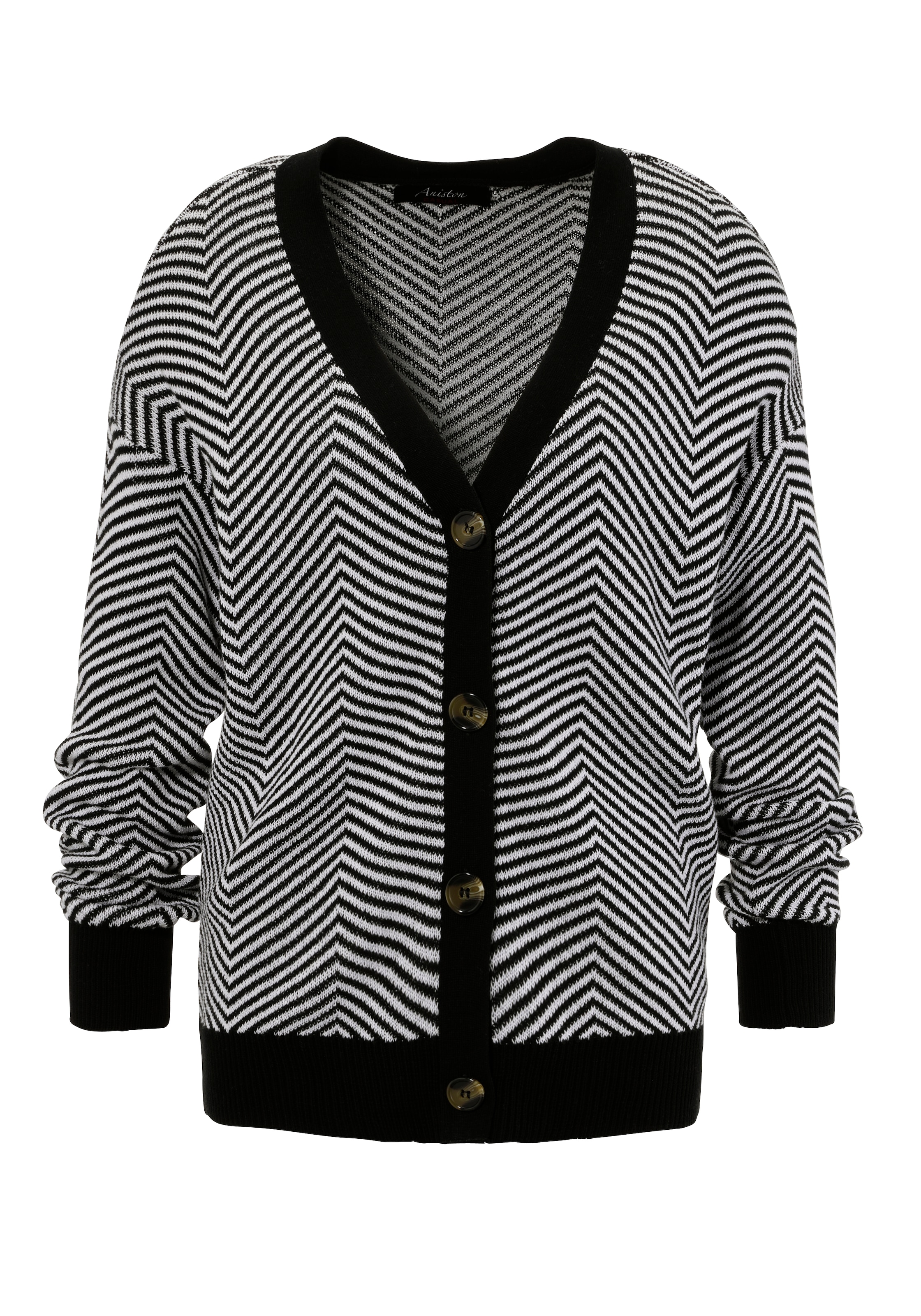 Aniston CASUAL Strickjacke, im trendigem Fischgrat-Muster