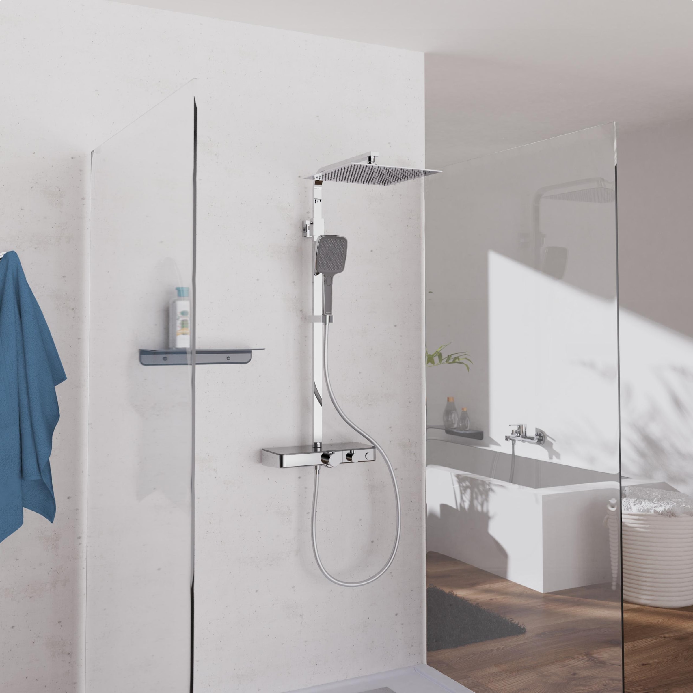 Schütte Garniture de douche »OCEAN« Sicherheitssperre, höhenverstellb., inkl. Glasablage, Antikalk