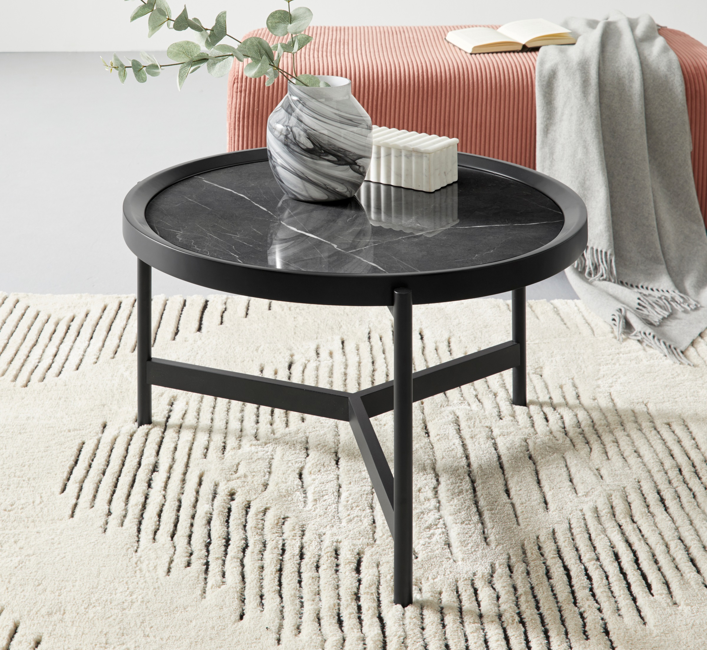 Image of GOODproduct Couchtisch "Sapphira" mit einer Keramiktischplatte, schwarzes Metallgestell, Breite 80 cm