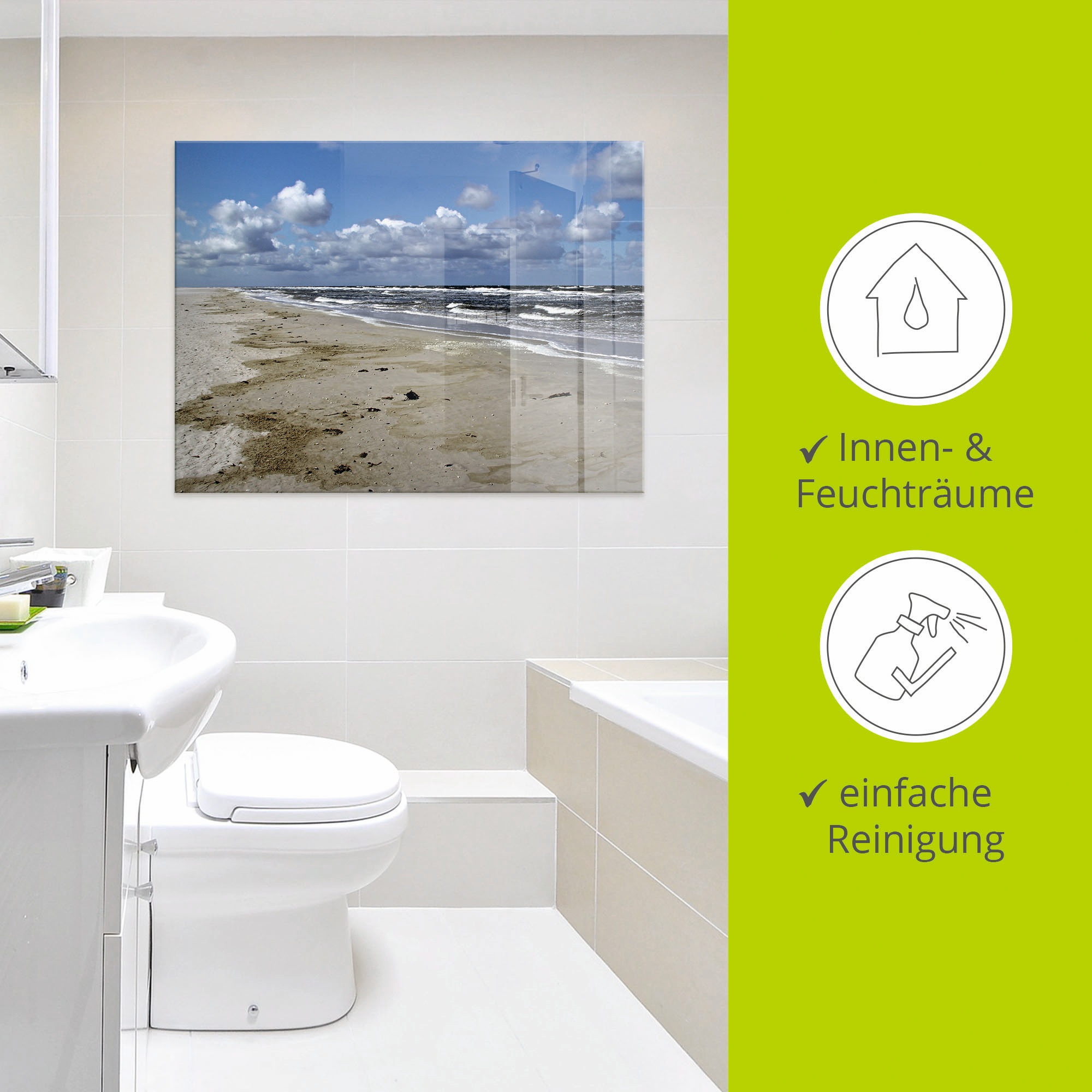 Artland Glasbild »Nordsee - Urlaubsfeeling pur«, Strand, (1 St.), in verschiedenen Grössen