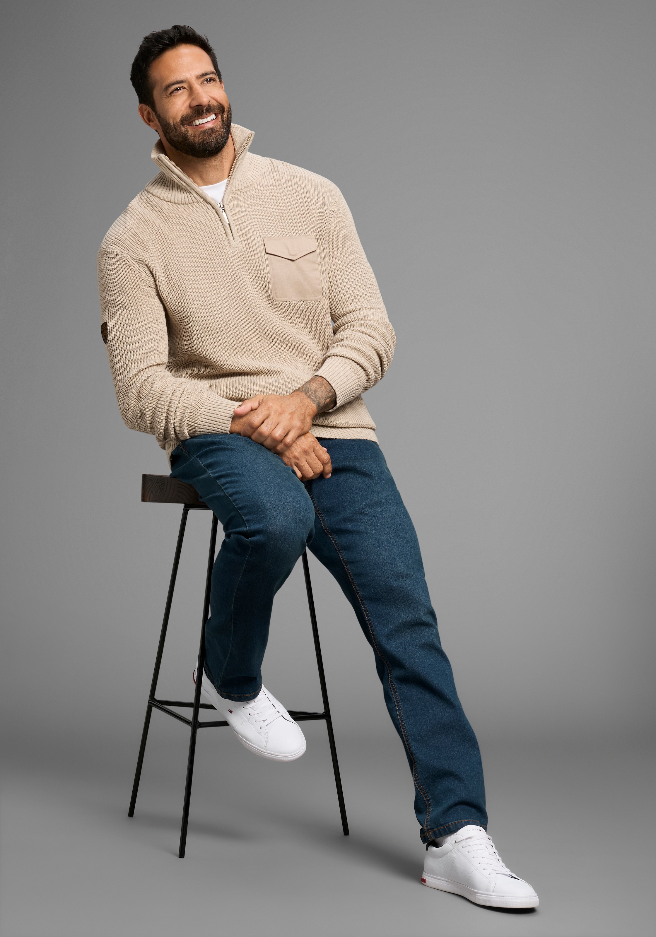 H.I.S Troyer »Neue Kollektion! Highlight Rippen-Optik!« mit Brusttasche, Perfekt für die kältere Jahreszeit