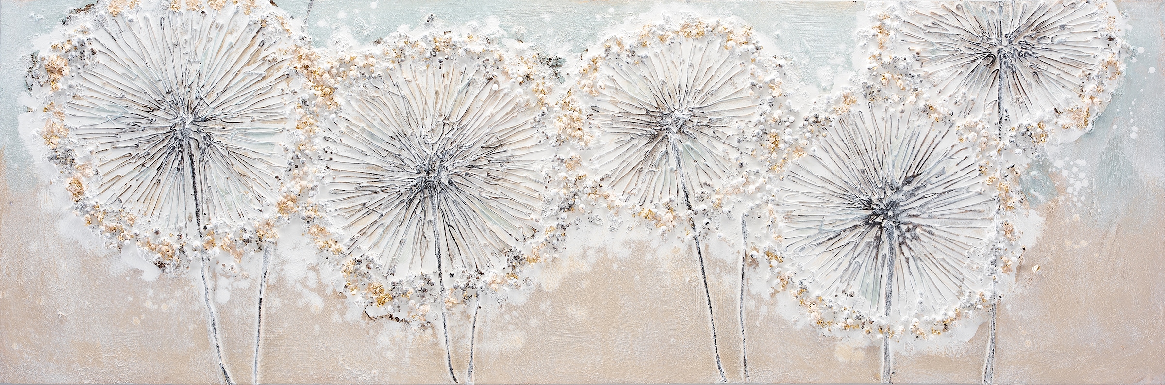 Ölgemälde »Pusteblumen«, Blumen, (1 St.), jedes Bild ein Unikat, BxH: 120x40 cm