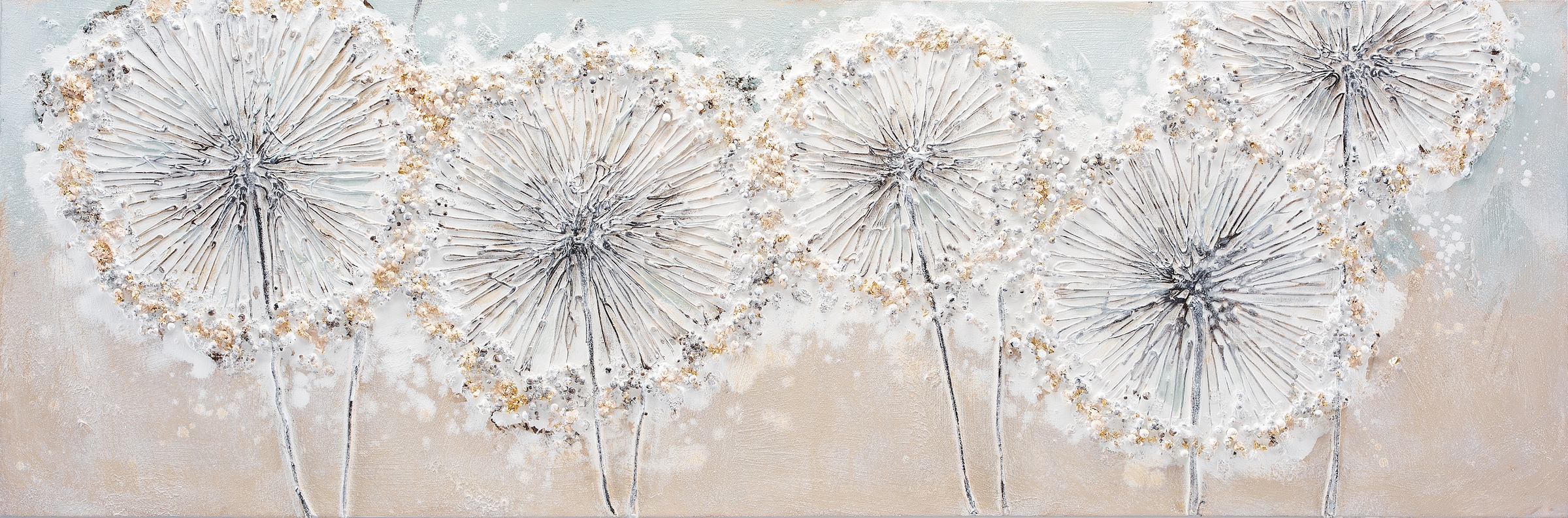 Image of Bönninghoff Ölgemälde "Pusteblumen" Blumen 1 Stk. tlg. jedes Bild ein Unikat, BxH: 120x40 cm