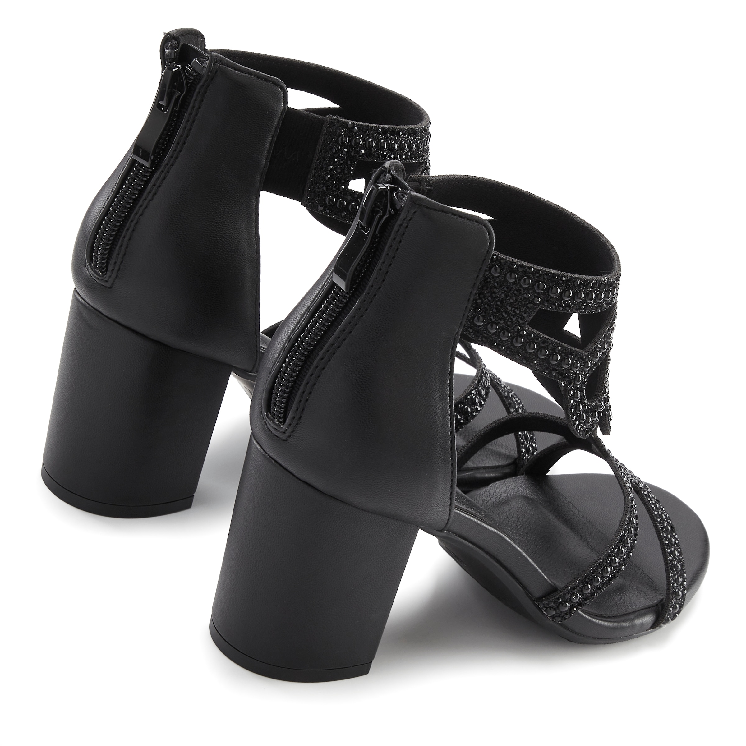 LASCANA Sandalette »Sandale, Sommerschuh, offener Schuh,«  mit Blockabsatz und Glitzersteinchen VEGAN