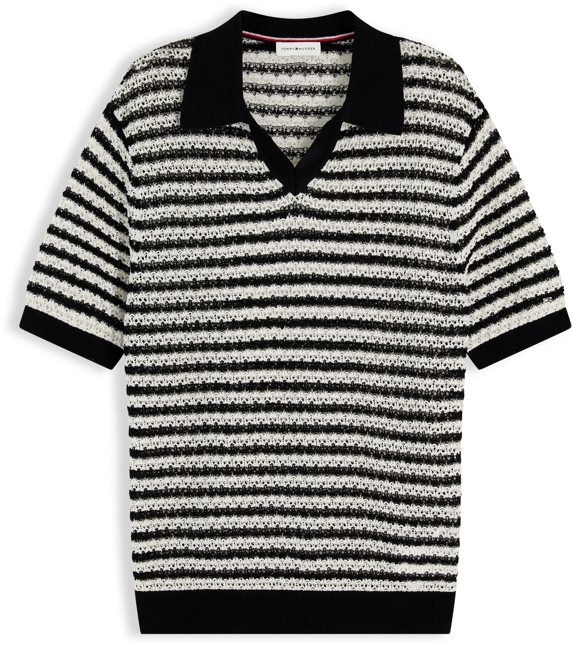 Image of Tommy Hilfiger Polokragenpullover "POINTELLE V-NK POLO SS" Baumwollmischung, Polokragen