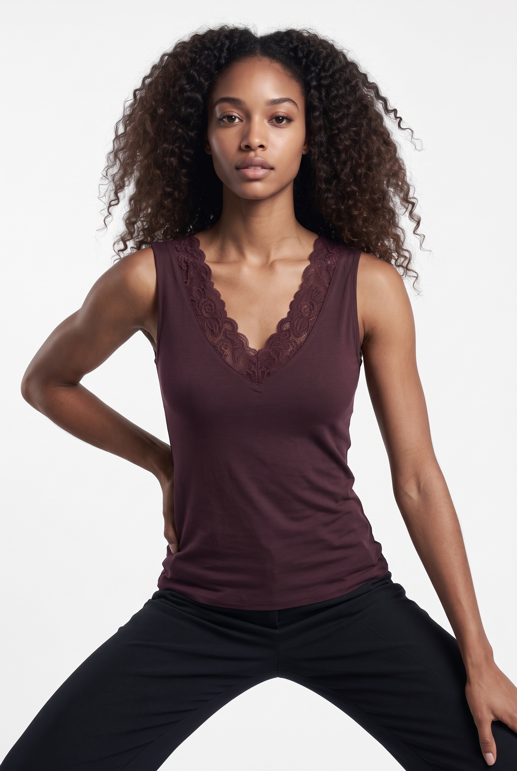 Image of Vero Moda T-Shirt "VMROSA SL V-NECK TOP JRS NOOS" Viskosemischung, regular fit