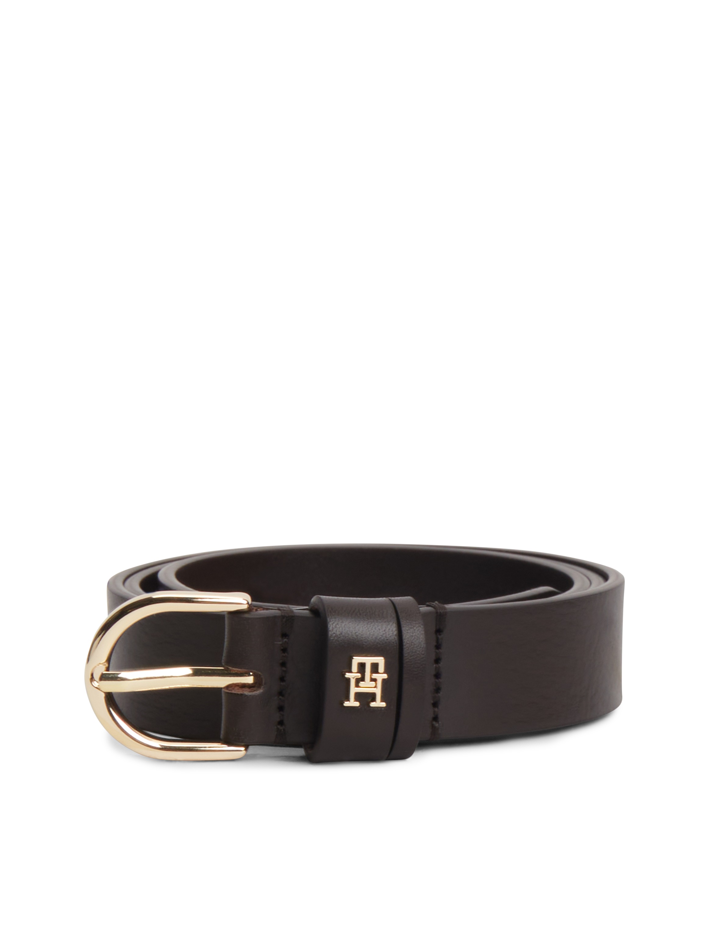Image of Tommy Hilfiger Ledergürtel "ESSENTIAL EFFORTLESS 2.5 cm breit GOLD" Logoemblem, weiche Haptik, ovale Einfachdornschliesse