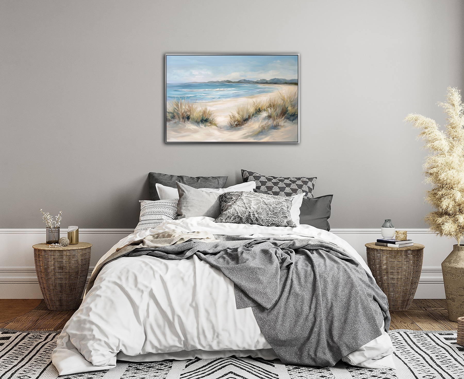 Bönninghoff Ölgemälde »handarbeit gerahmt STRAND 60x90 cm – Wandbild modern« Küste | Meer | Strand handgefertigt, jedes Bild ein Unikat, Schattenfugenrahmen