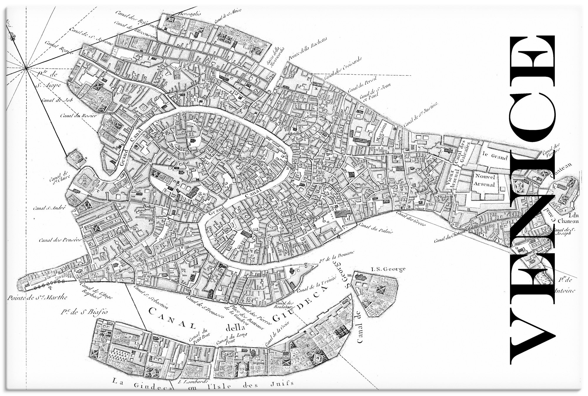 Image of Artland Wandbild »Venedig Karte Strassen Karte«, Italien, (1 St.), in vielen Grössen & Produktarten - Alubild / Outdoorbild für den Aussenbereich, Leinwandbild, Poster, Wandaufkleber / Wandtattoo auch für Badezimmer geeignet bei Ackermann Versand Schweiz