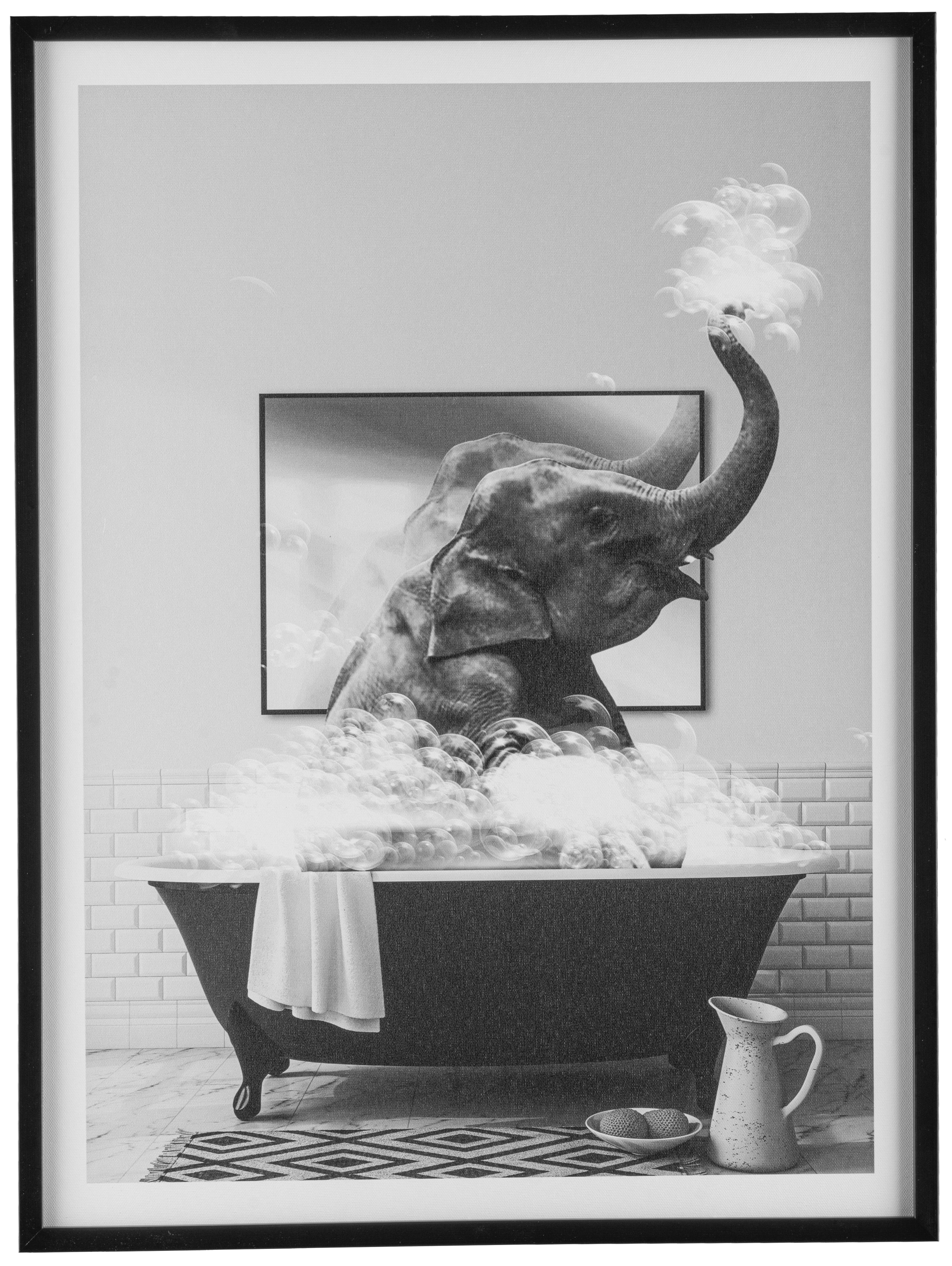 Image of Creativ home Bild mit Rahmen "Leinwandbild Elefant in Badewanne" 1 Stk. tlg. mit Rahmen