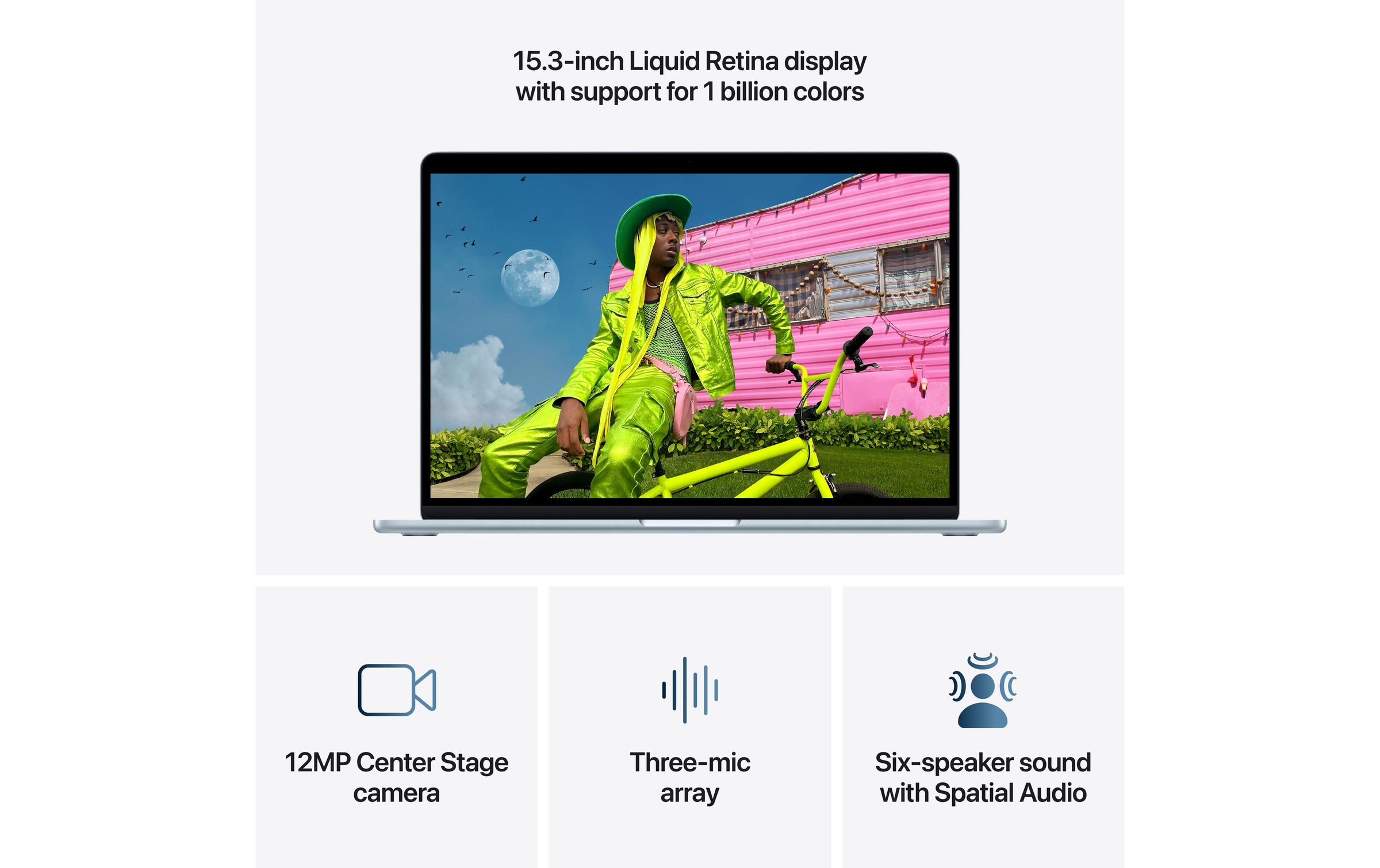 Apple Ordinateur portable »MacBook Air 15 2026 M5 10C GPU / 16 GB / 1 TB Sky Blue« / 15,3 ″ Apple M5 Integrierte NPU (Neural Processing Unit)