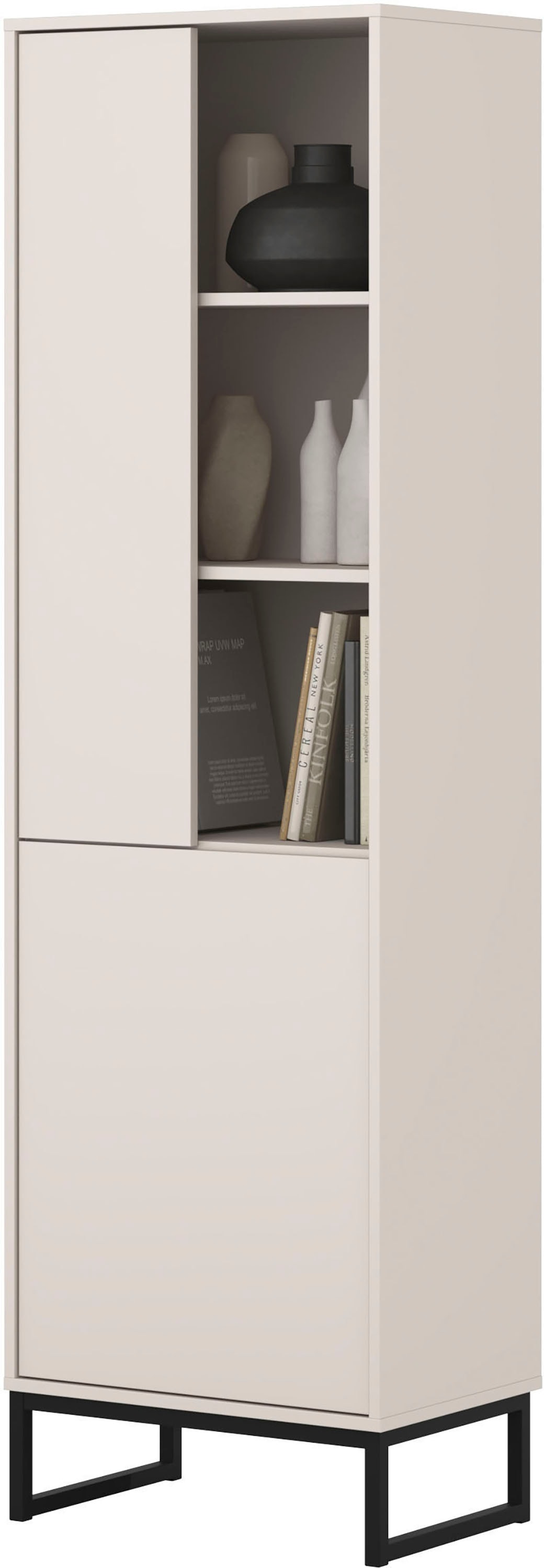 GOODproduct Vitrine »Loft, Höhe 180 cm, moderne grifflose Standvitrine mit 2 Türen« Hochschrank mit viel Stauraum, verstellbaren Einlegeböden, Regal