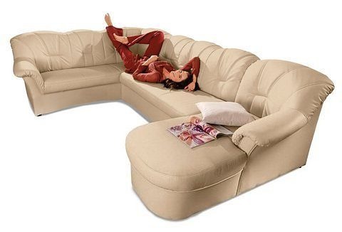 DOMO collection Wohnlandschaft »Papenburg, zeitlose Rückensteppung, elegante Formensprache, U-Form«, in grosser Farbvielfalt, wahlweise mit Bettfunktion