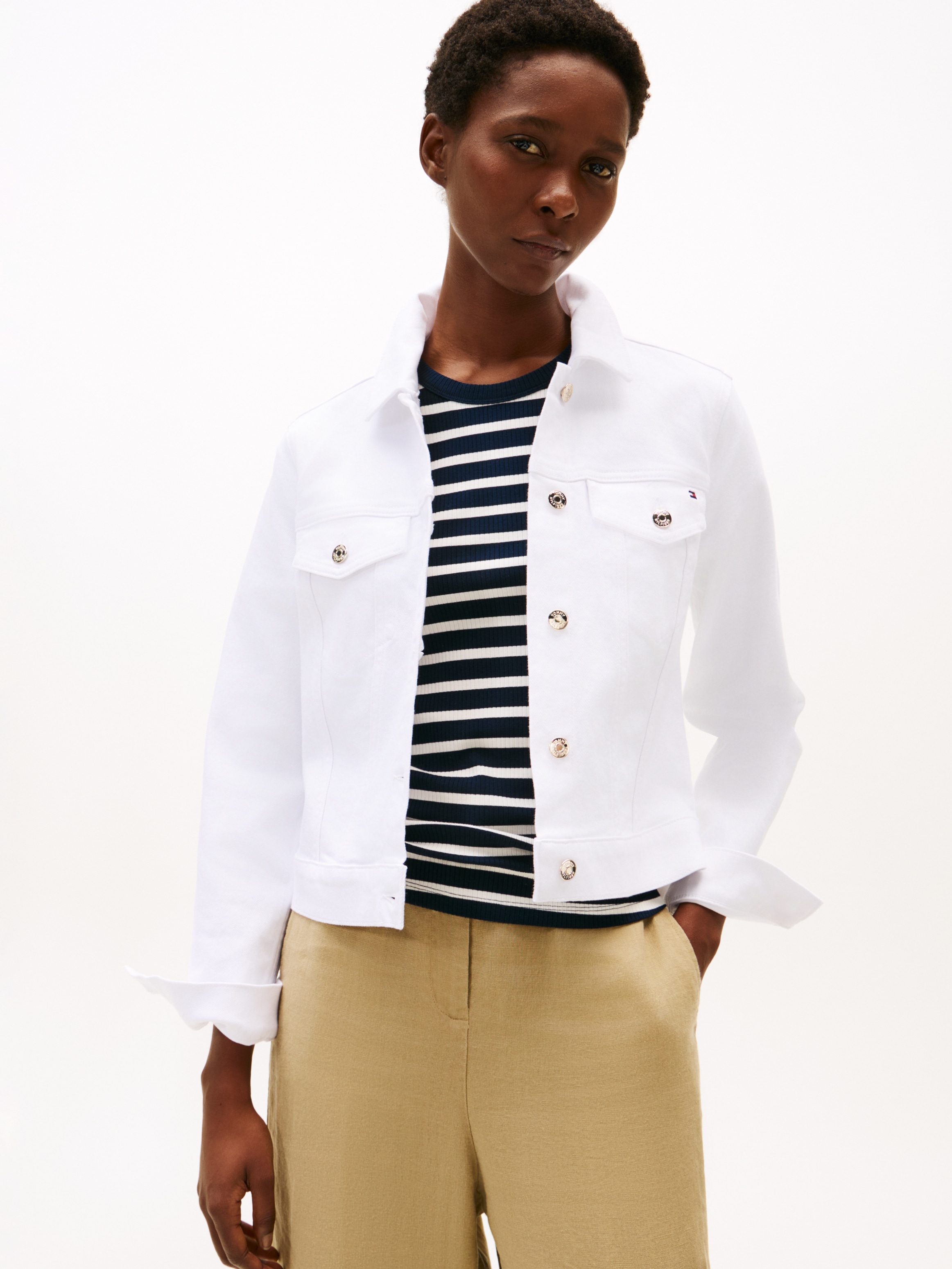 Image of Tommy Hilfiger Jeansjacke "DNM SLIM JACKET WHITE" mit vielseitigem Design
