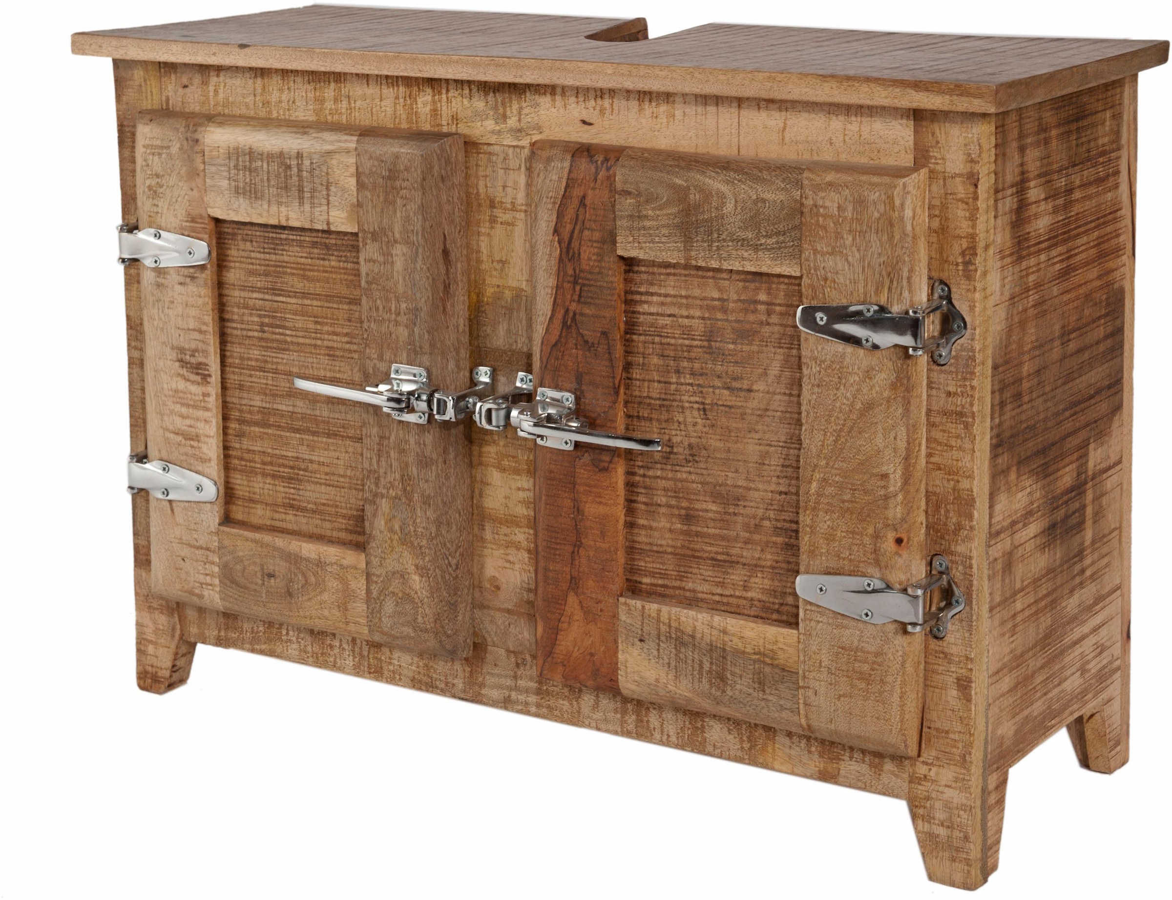 ♕ SIT Waschbeckenunterschrank »Frigo«, Mangoholz im Antik-Look mit  Kühlschrankgriffen, Breite 88 cm versandkostenfrei auf