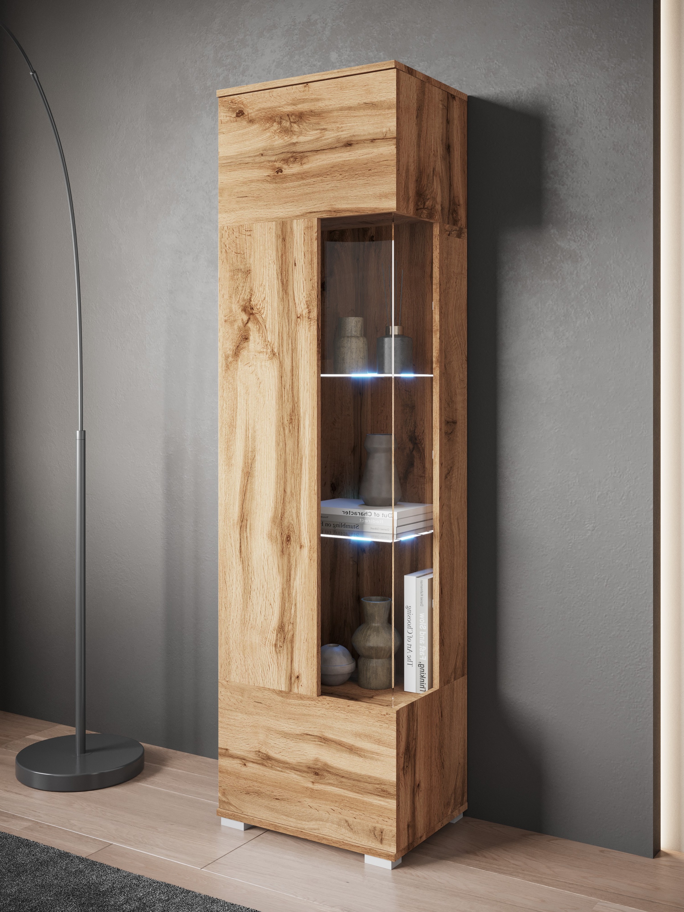 GOODproduct Vitrine »Kenia, stehend und hängend, Türanschlag wechselbar« 1 Stk. tlg. Vitrineschrank mit Glastüren 160 cm Höhe