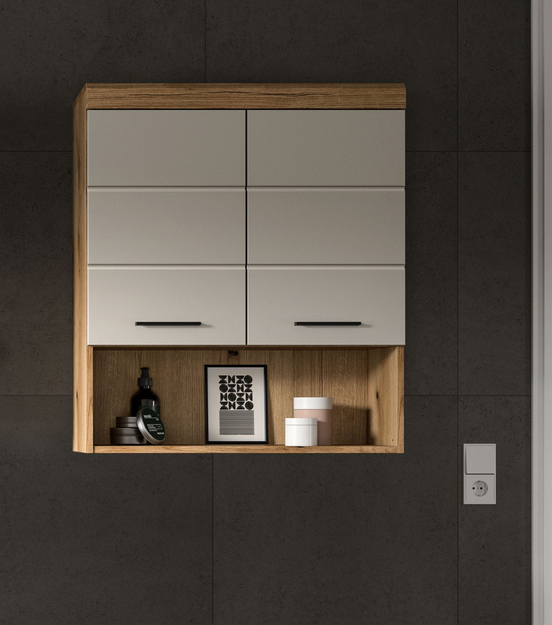 welltime Hängeschrank »SIENA, Breite 74cm, 2 Türen, 1 offenes Fächer, MDF-Front« TOPSELLER!,  in verschiedenen Farben erhältlich, Badmöbel, Badschrank, Schrank, Bad
