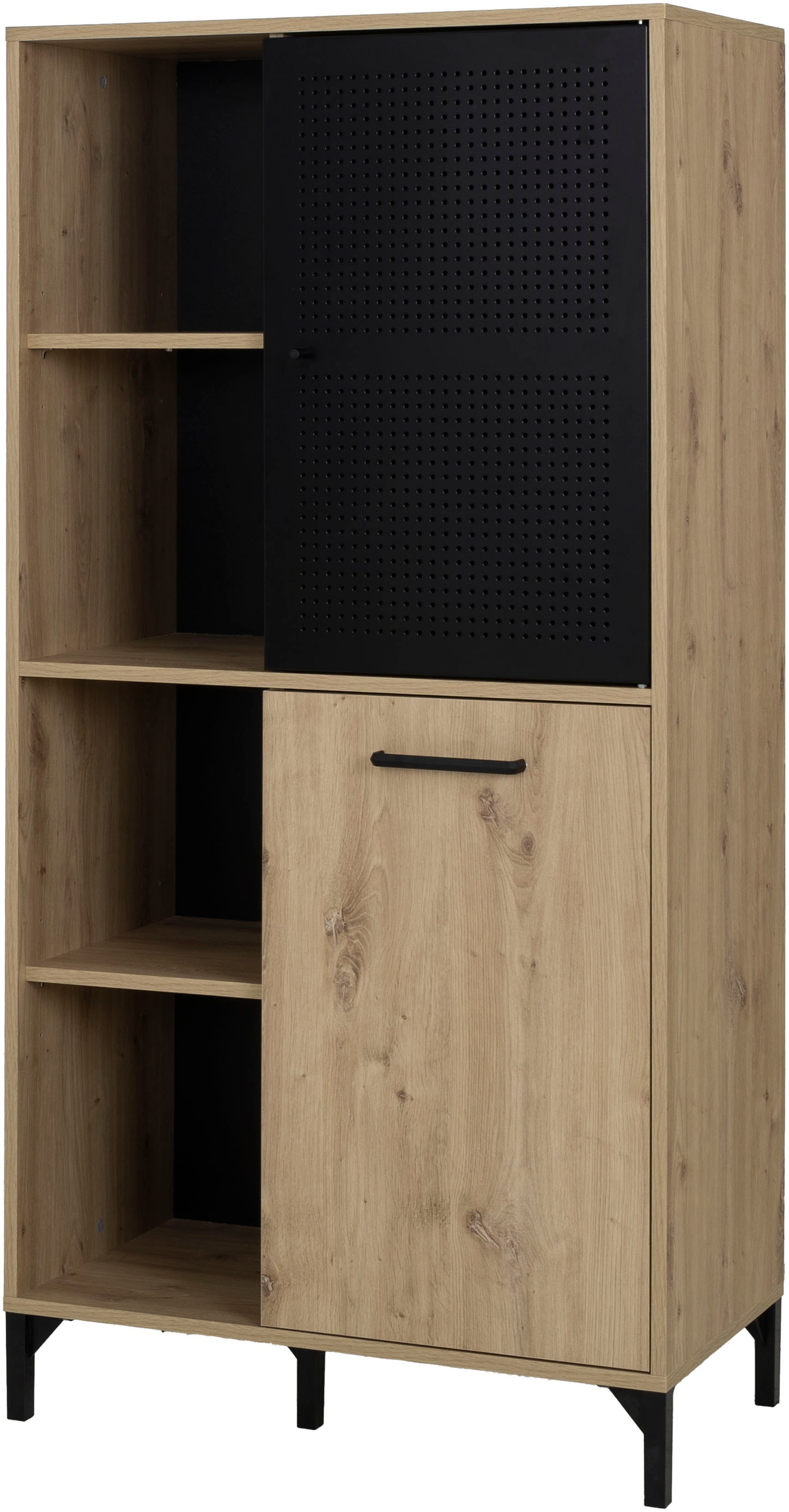 Gami Hochschrank »CRAFT« Hochchrank mit 2 Türen und 4 offenen Fächern