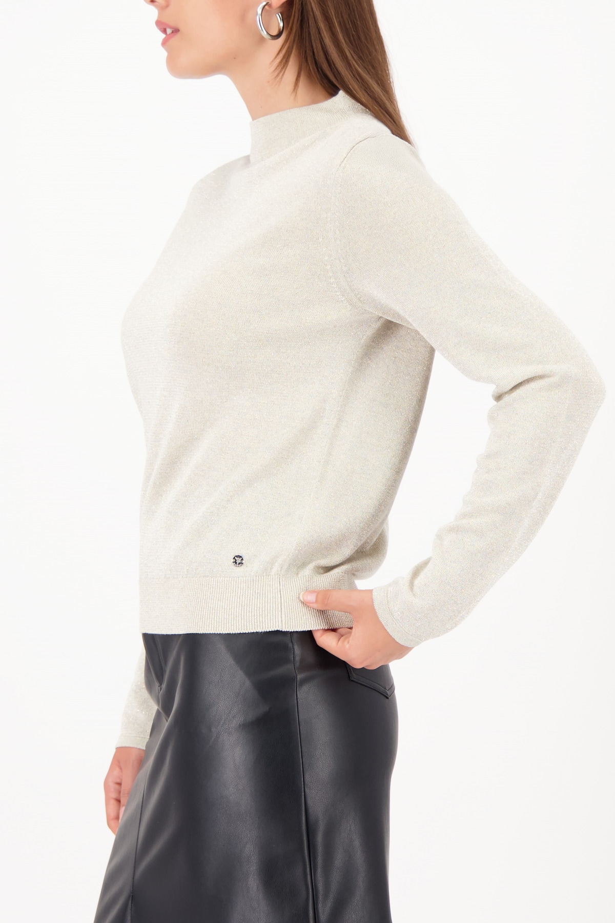 Monari Rundhalspullover »Pullover Lurex« Regular fit mit Rundhalsausschnitt