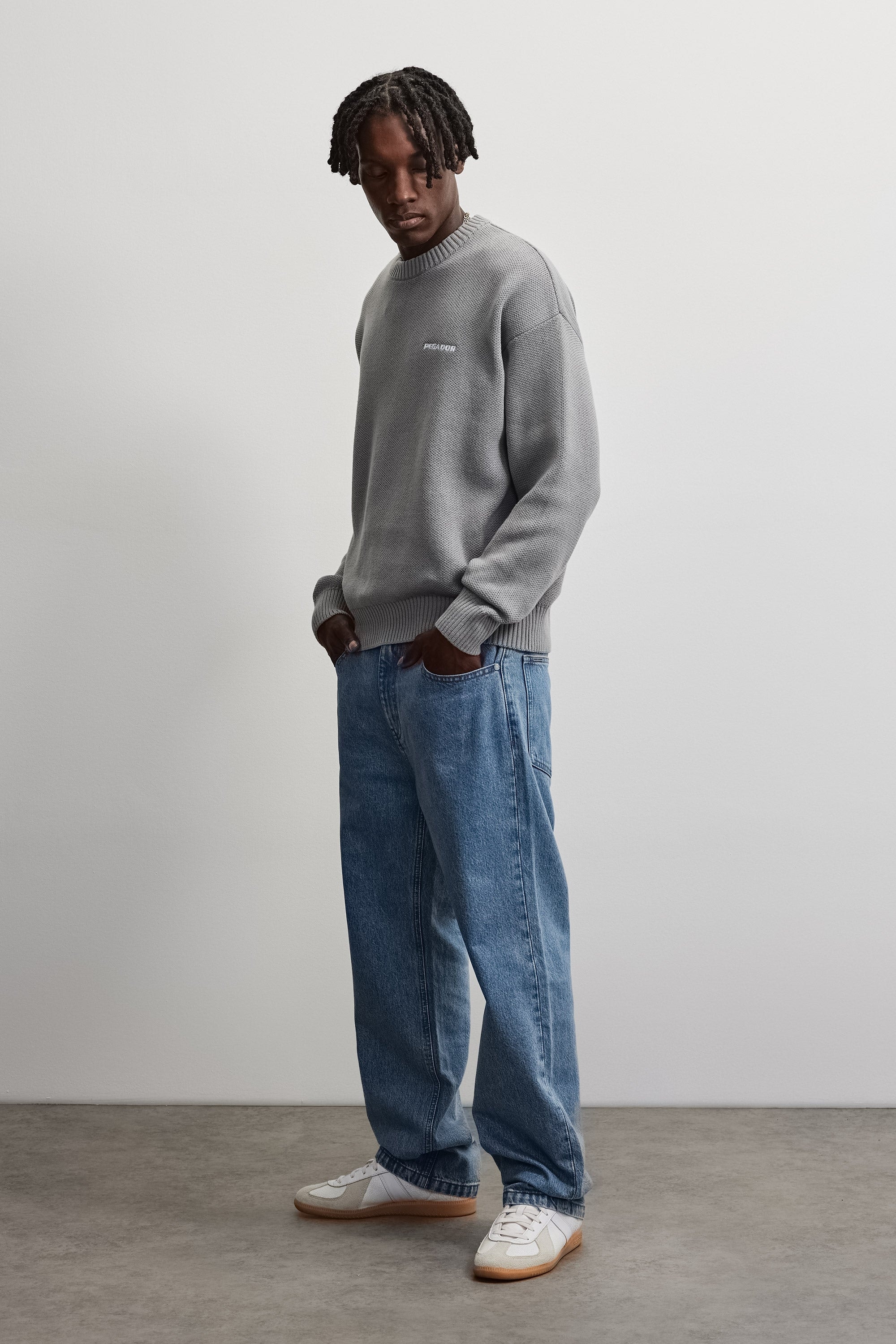 PEGADOR Pull à col rond »Logo Oversized Knit Sweater« mélange de coton, oversize