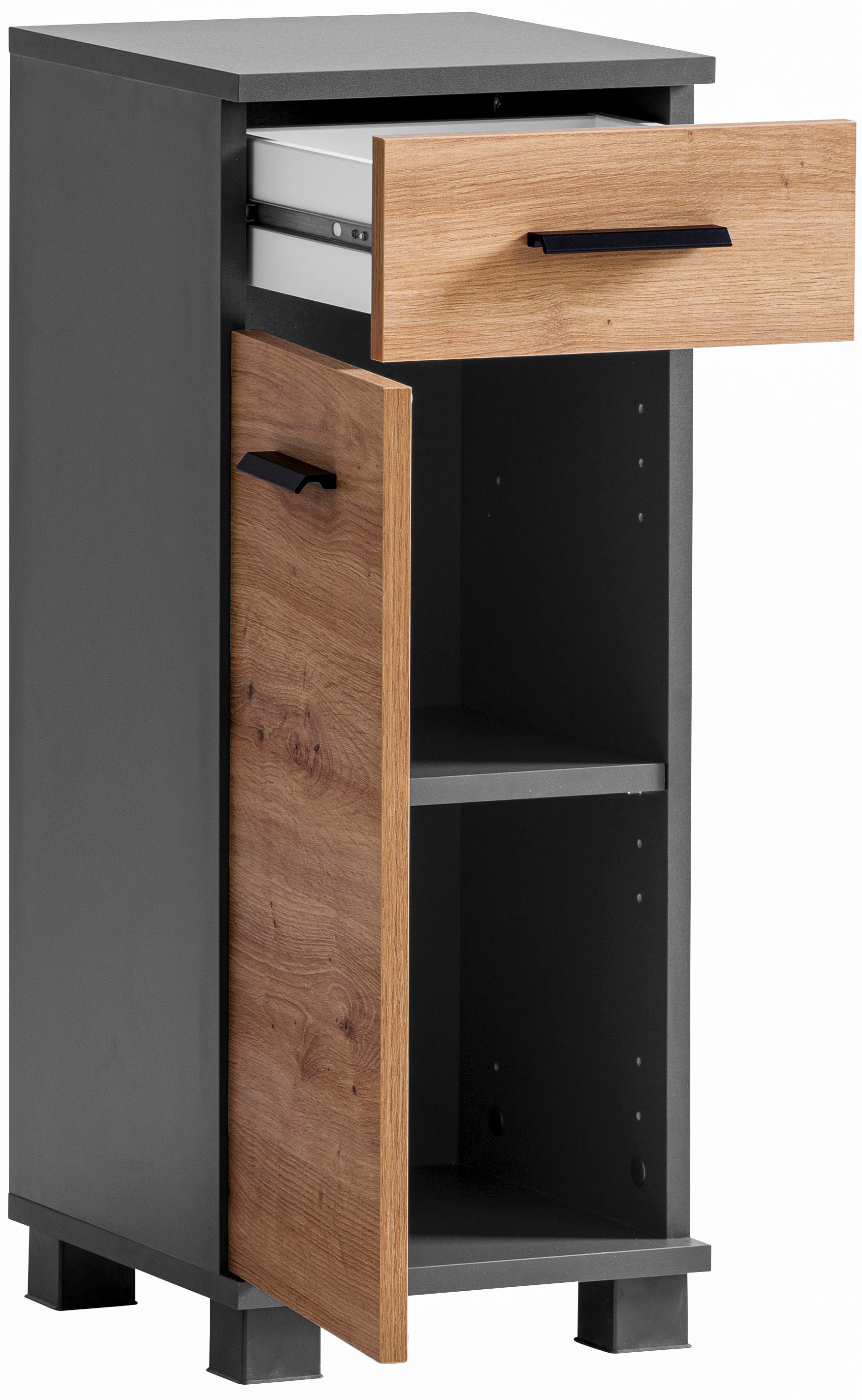 welltime Seitenschrank »Palermo, Breite 30 cm«, Wechselbarer Türanschlag, Metallbeschläge