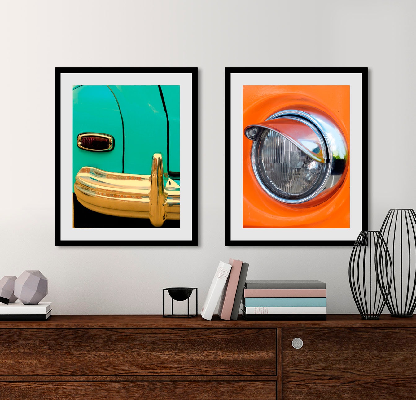 Image of queence Bild "Oldtimer" Auto 1 Stk. tlg. HD Premium Poster-Druck inkl. Holzrahmen
