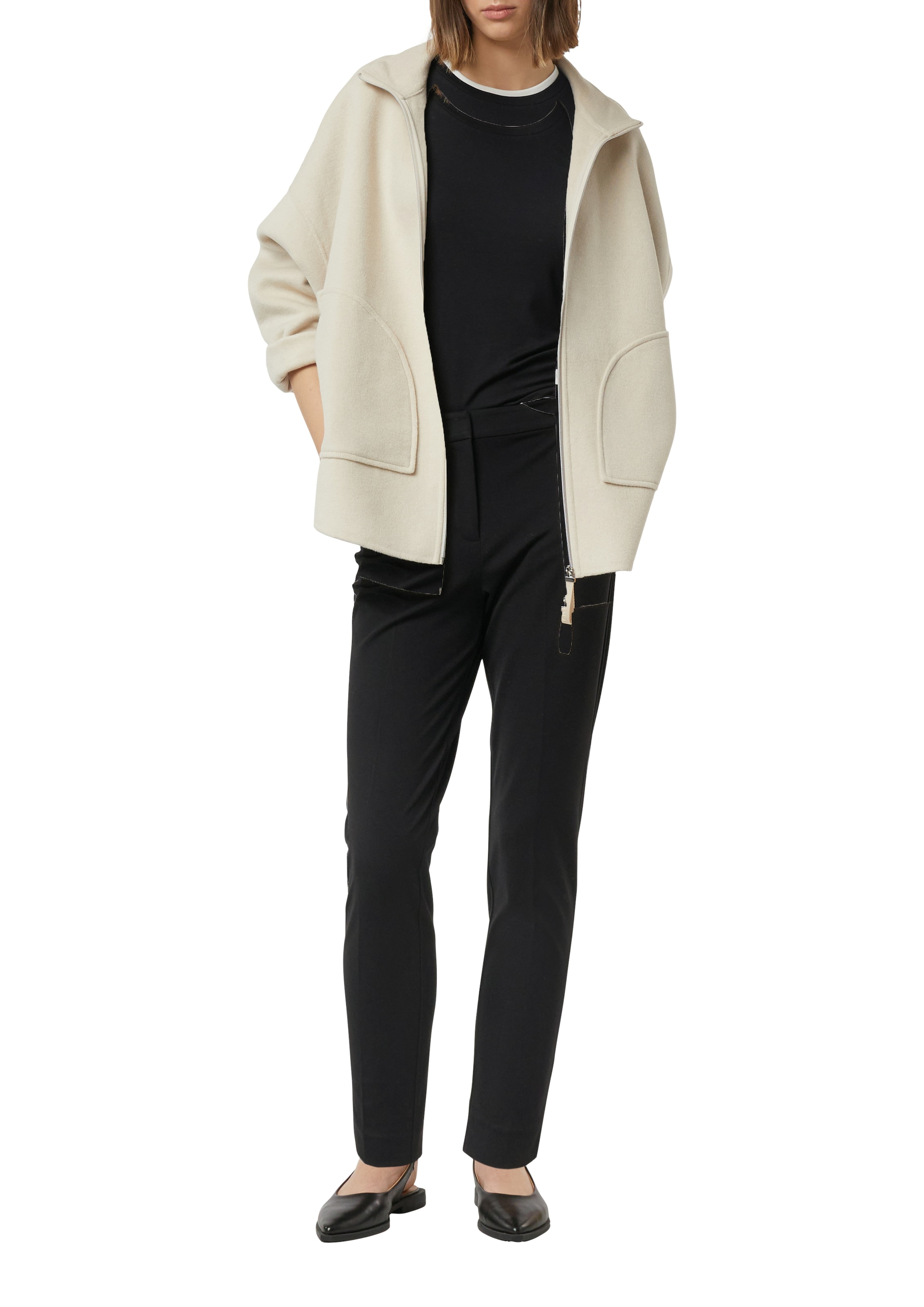 Comma Pantalon en tissu  avec pli de ceinture et stretch en viscose
