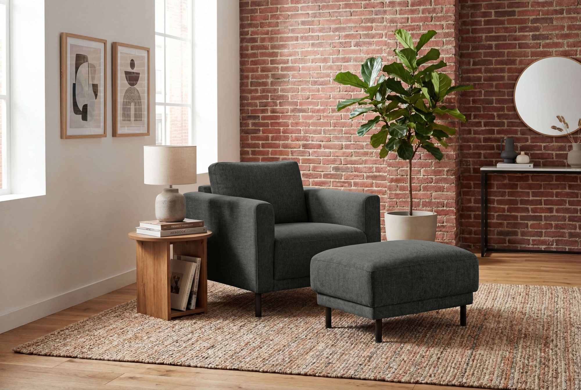 GOODproduct Polsterhocker »Sveeva, 73x57 cm, schwarze Metallfüsse« langlebiger Webstoff, viele Farben zur Auswahl