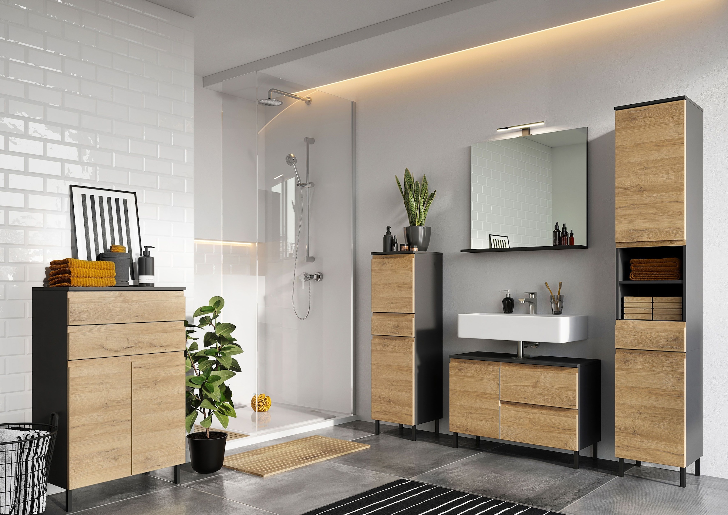 Einlegeboden GERMANIA bequem verstellbarer cm, Badezimmerschrank, 80 »Scantic«, Waschbeckenunterschrank Breite kaufen