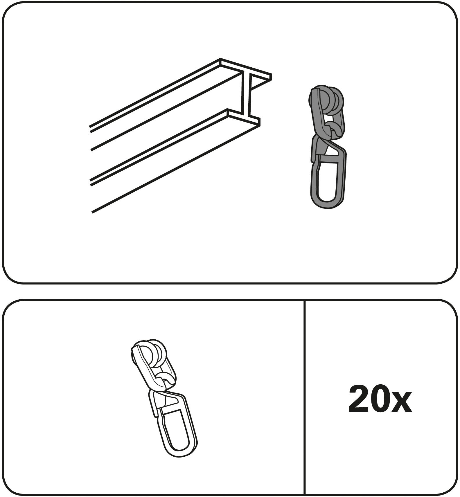 (20 mit GARDINIA kaufen Serie Faltenlegehaken«, St.), günstig T- Gardinenring »T-Rollringe Schiene