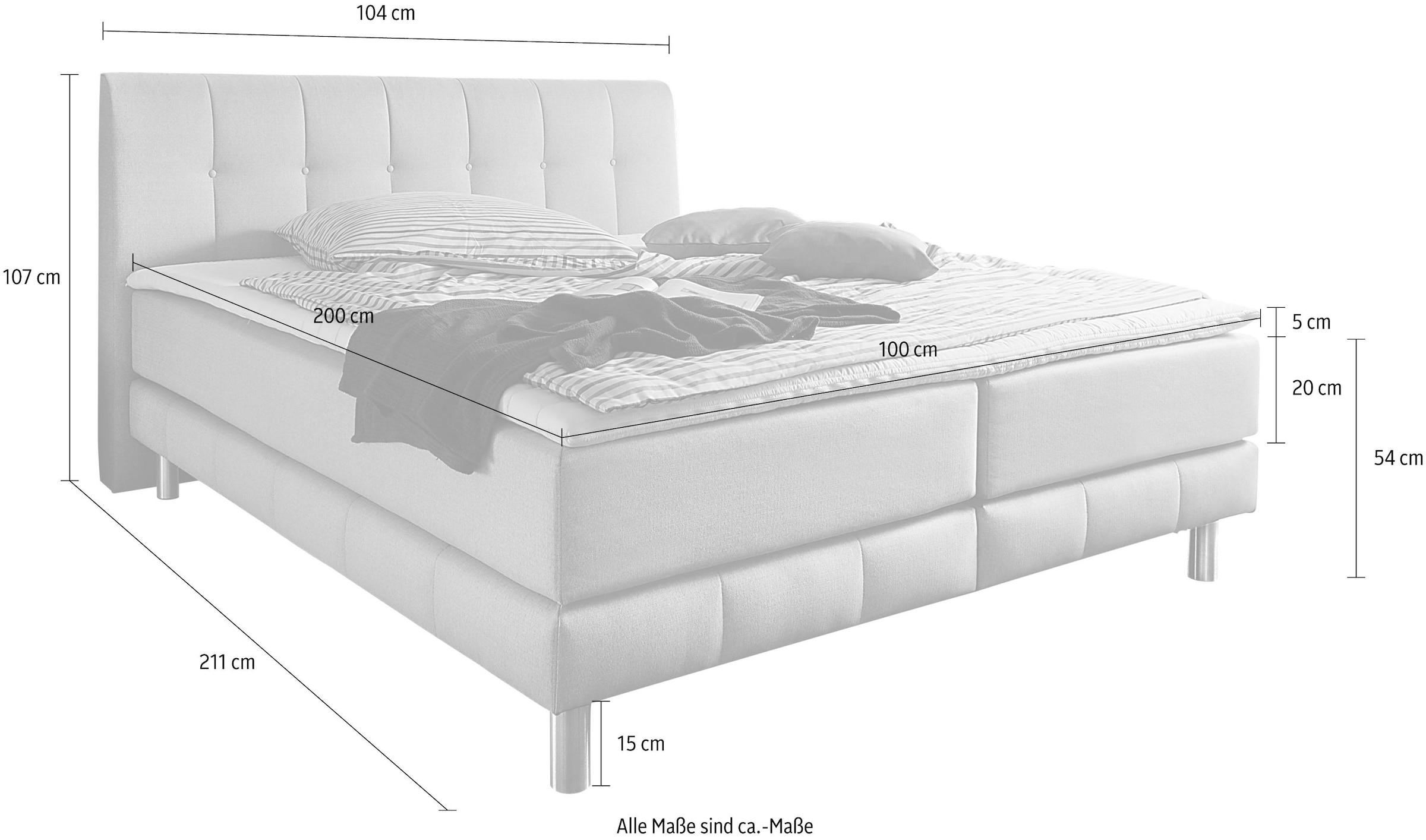 Home affaire Lit boxspring »Cafone« incl. topper, 5 largeurs, 3 types de matelas et 3 degrés de fermeté au choix