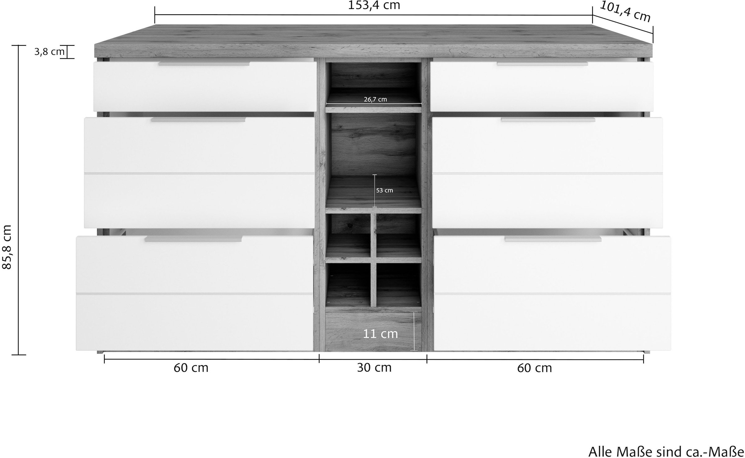 KOCHSTATION Kücheninsel »KS-Luhe, Breite 153 cm, mit Flaschenregal« MDF-Fronten, Arbeitsplatte 38mm stark