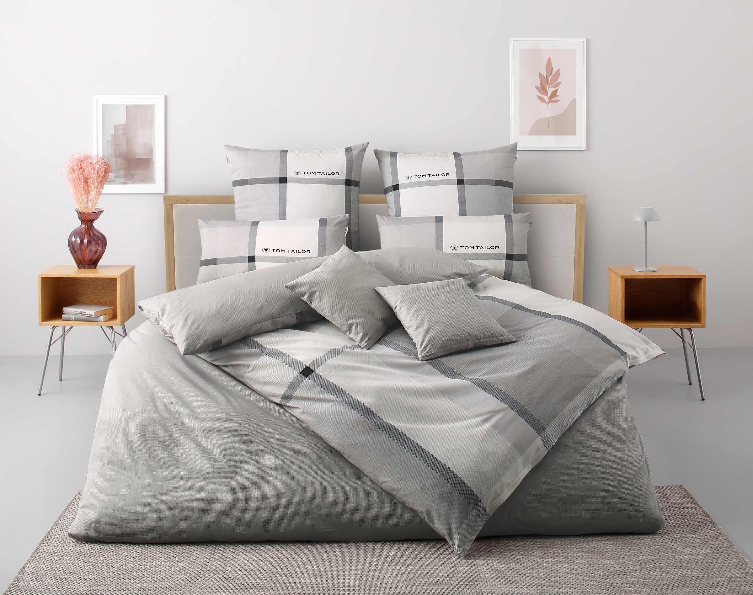 TOM TAILOR HOME Bettwäsche »Lenny in Gr. 135x200 oder 155x220 cm« 3 Stk. mit GRATIS-Zugabe: Kissenhülle 1tlg., in Biber und Renforcé erhältlich