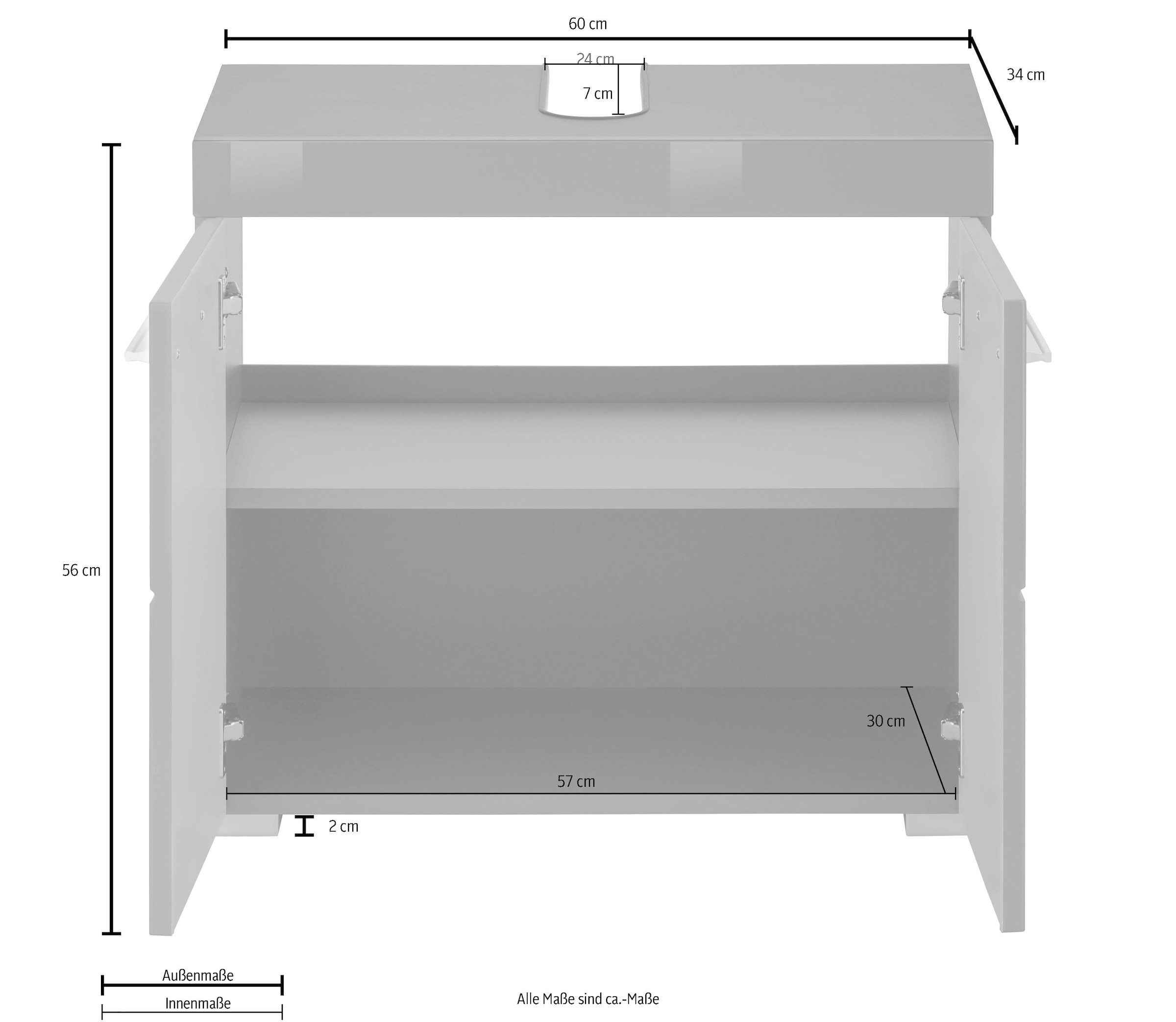 INOSIGN Waschbeckenunterschrank »Avena«, Waschtisch mit 2 Türen - Aussparung 26/8 cm - (B/T/H) 60/34/56 cm