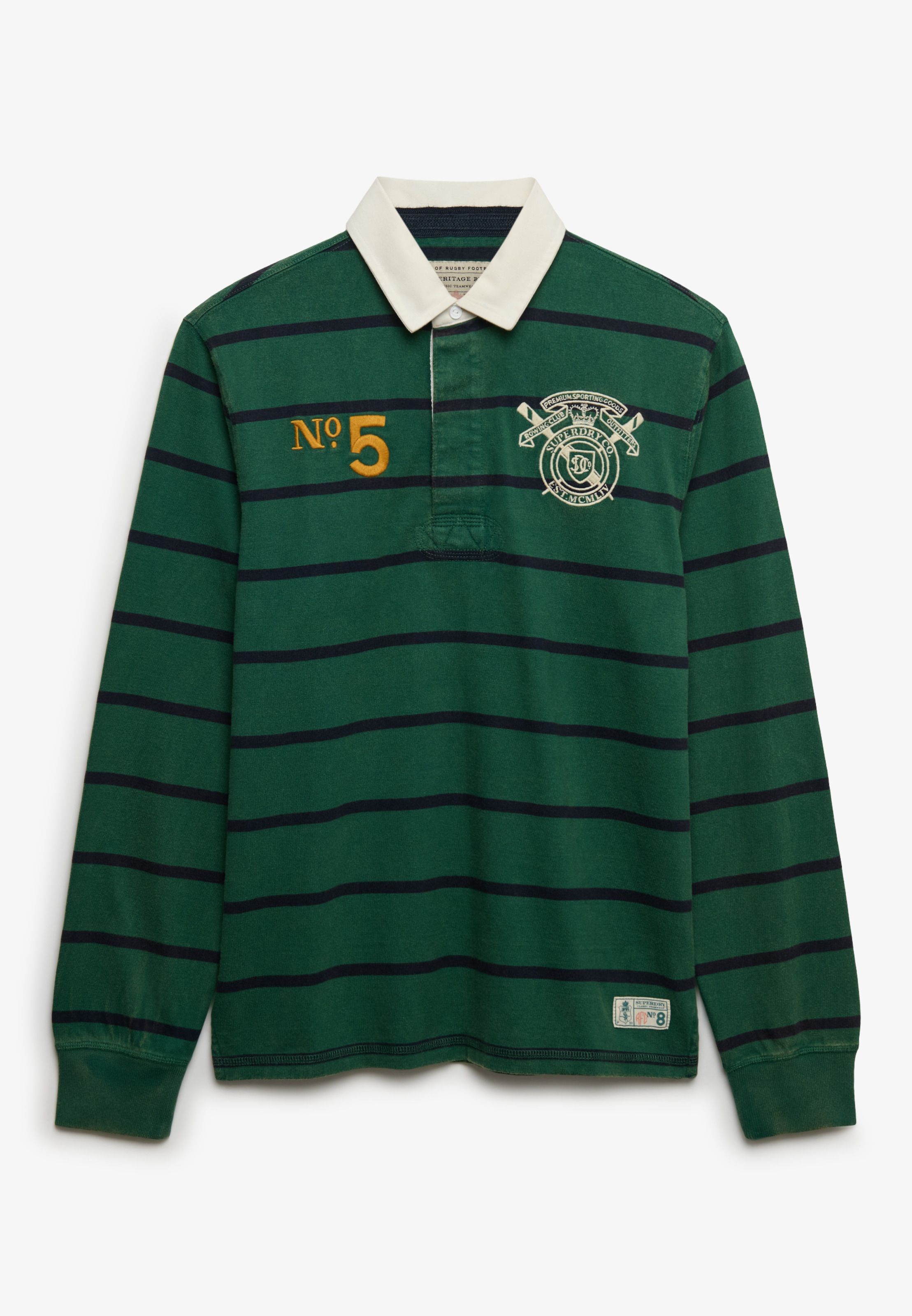 Superdry Langarmshirt »DOUBLE EMBLEM STRIPE RUGBY« aus Baumwolle und Single Jersey, Relaxed Fit, gestreifte Optik
