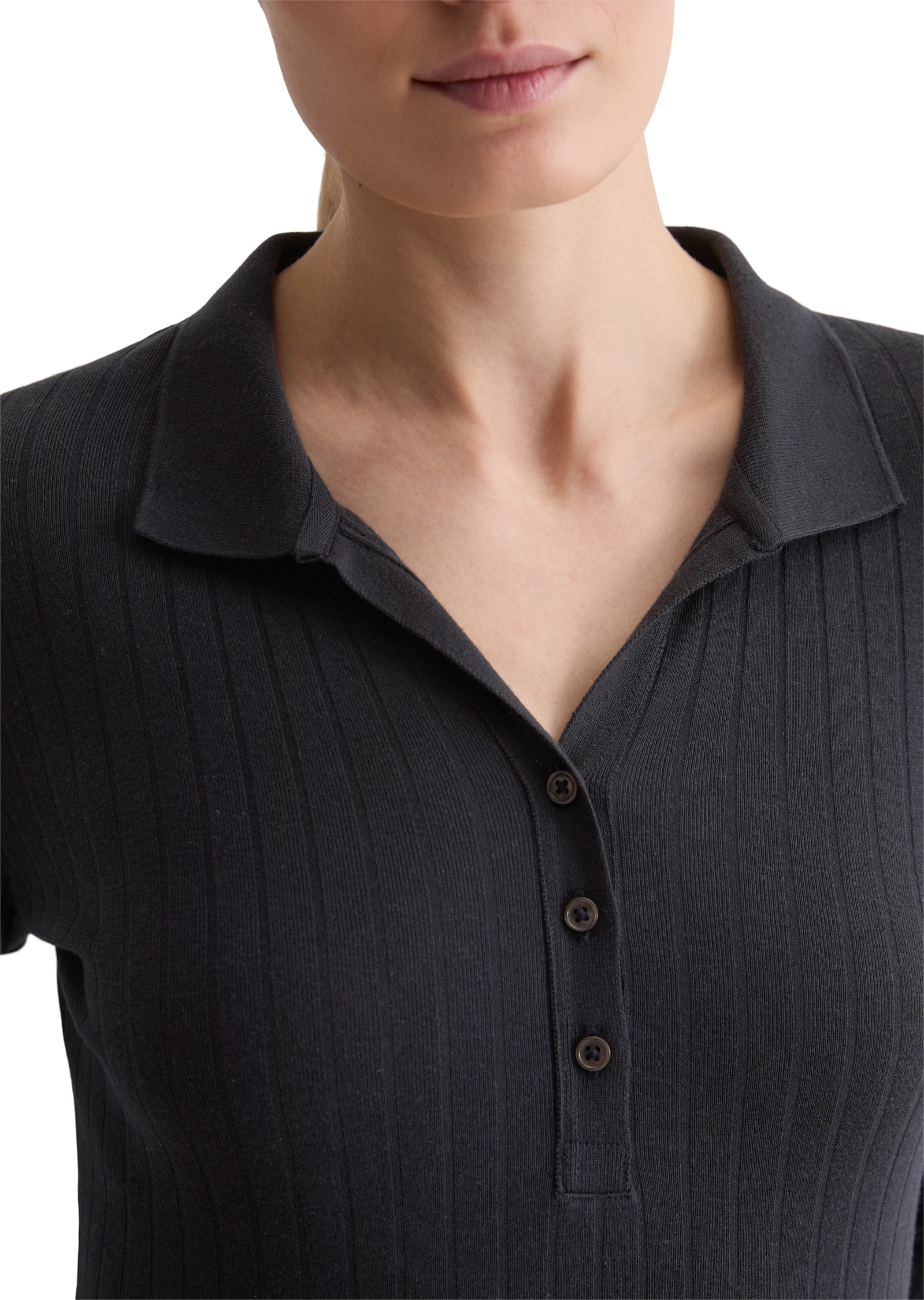 Marc O'Polo Langarm-Poloshirt Jersey aus Organic-Cotton-Modal-Mix, regular fit