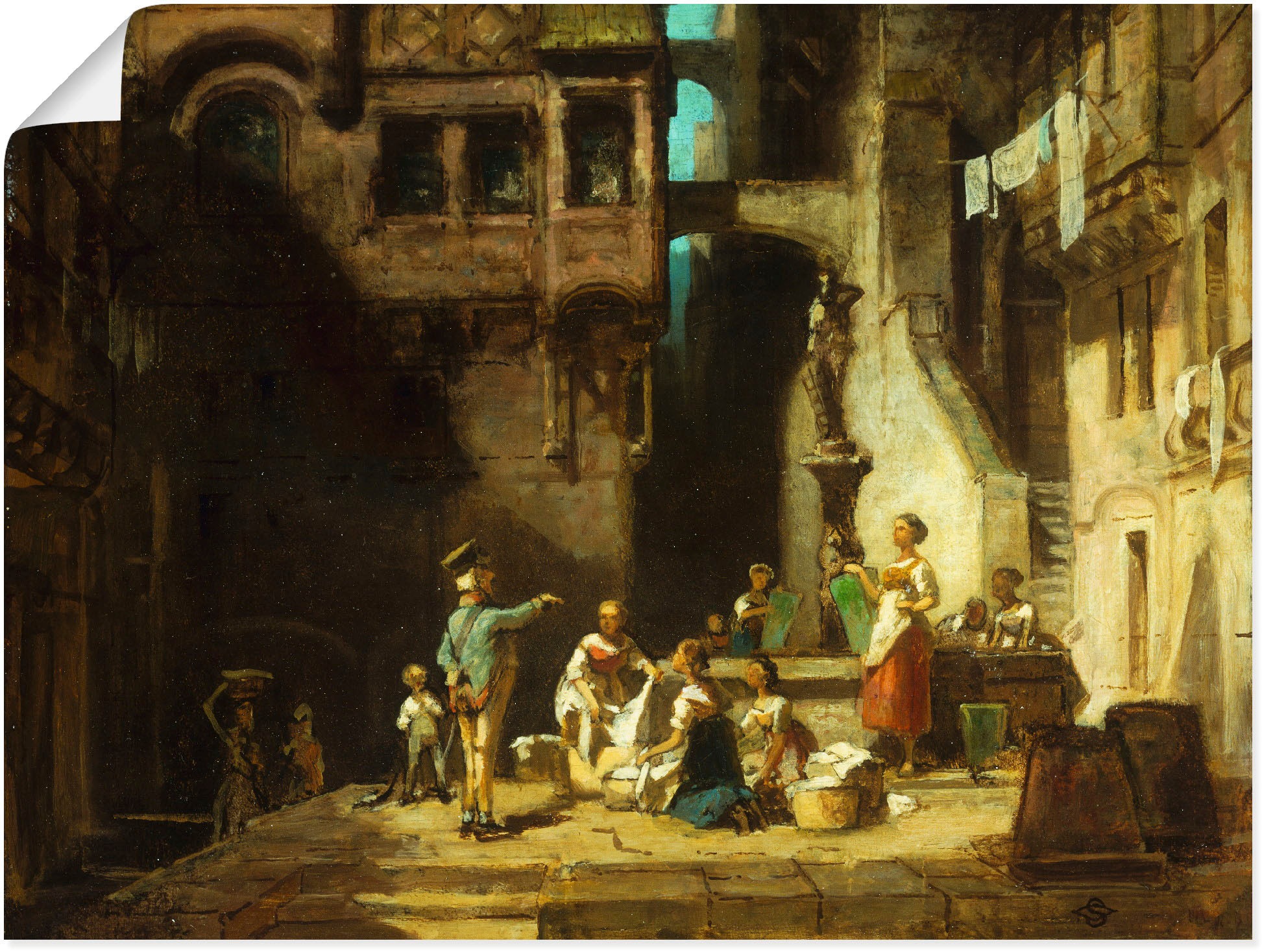 Image of Artland Wandbild »Wäscherinnen am Brunnen. Um 1860«, Frau, (1 St.), in vielen Grössen & Produktarten -Leinwandbild, Poster, Wandaufkleber / Wandtattoo auch für Badezimmer geeignet bei Ackermann Versand Schweiz