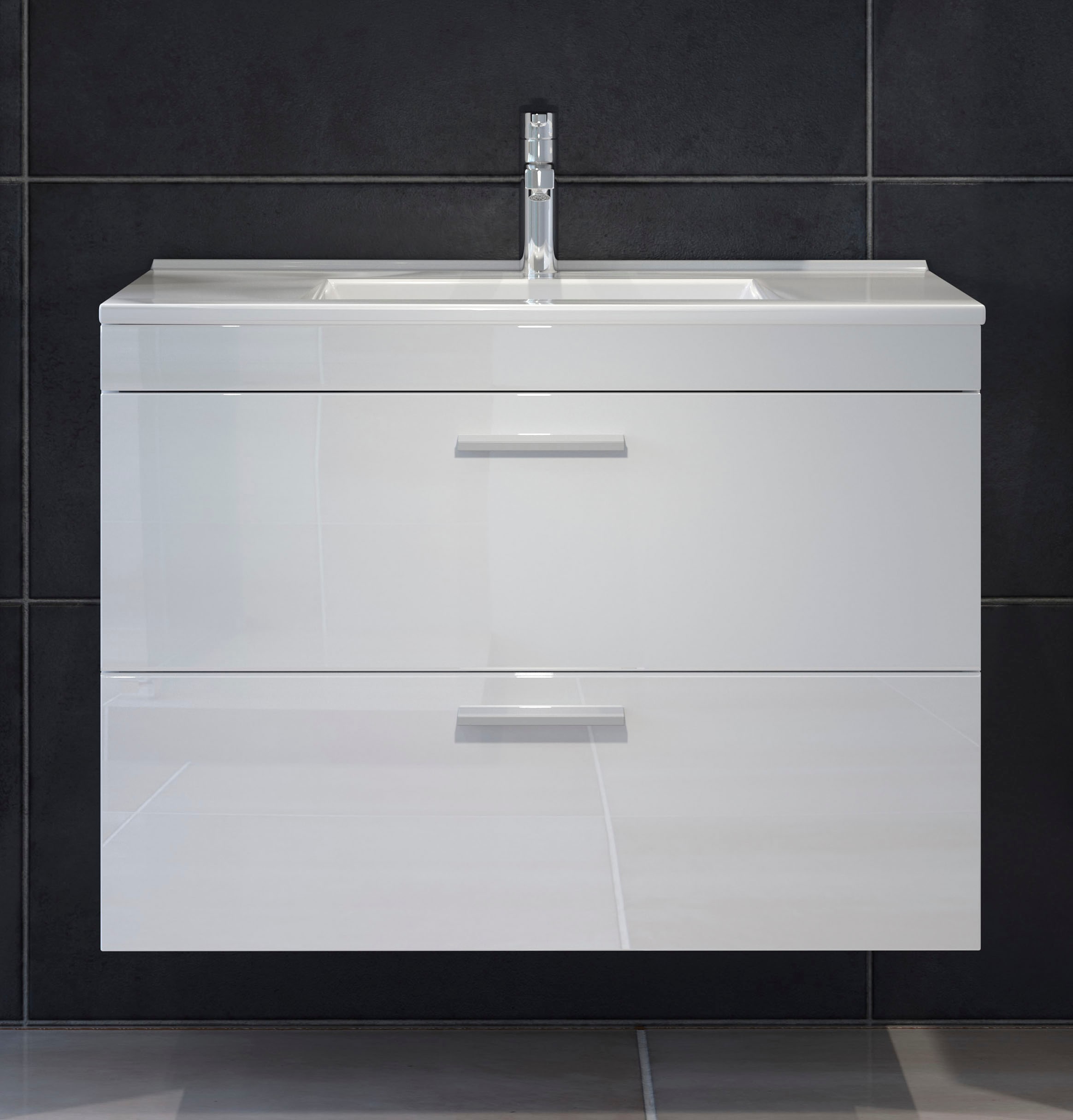 Image of welltime Waschbeckenunterschrank "Dormoletto" Hänge-Waschbeckenunterschrank m. Becken - (B/T/H) 81/47/59 cm