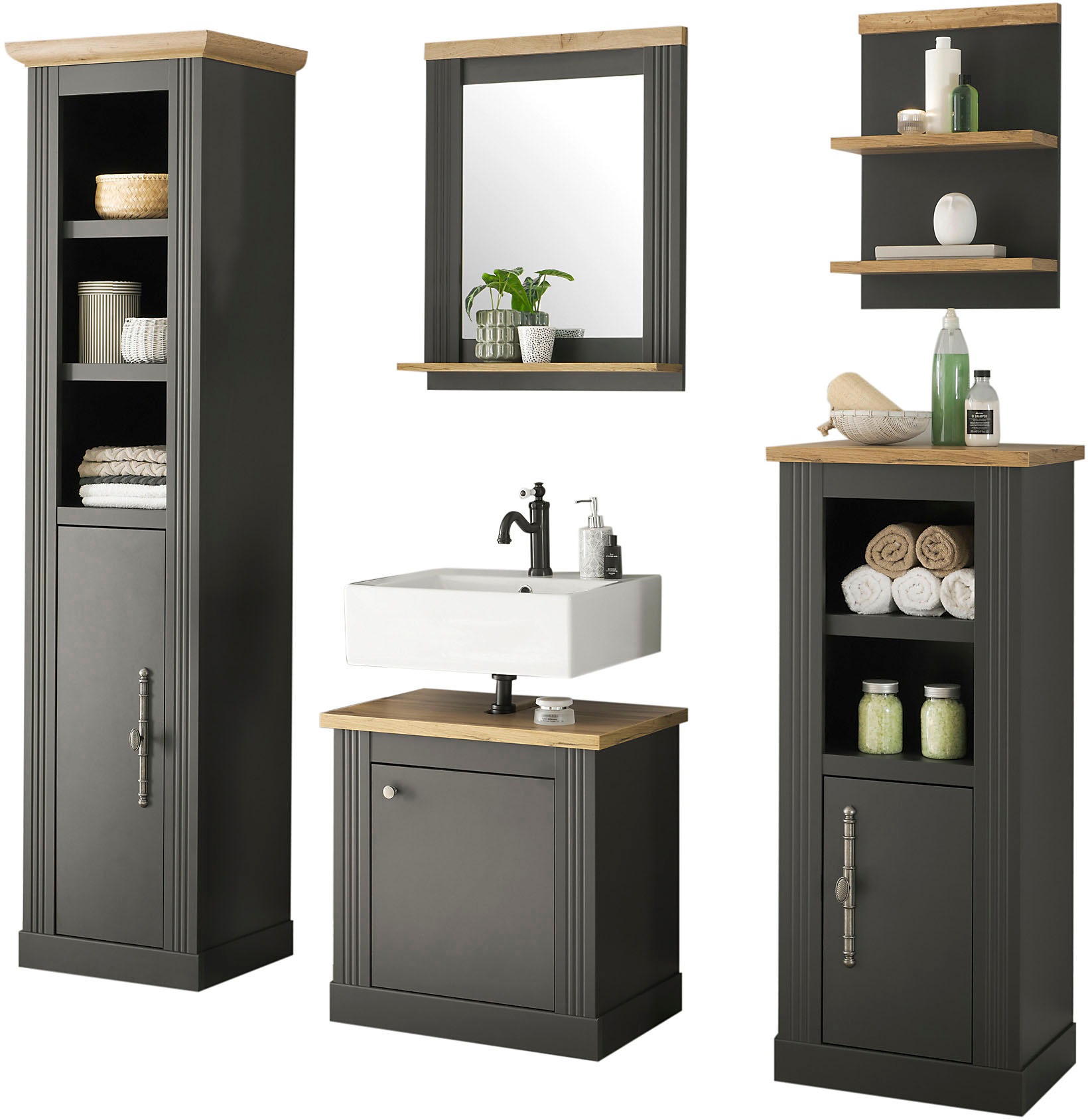Image of GOODproduct Badmöbel-Set "WESTMINSTER, Bad im Landhausstil, 5-teiliges Badezimmer" 5 Stk. tlg.