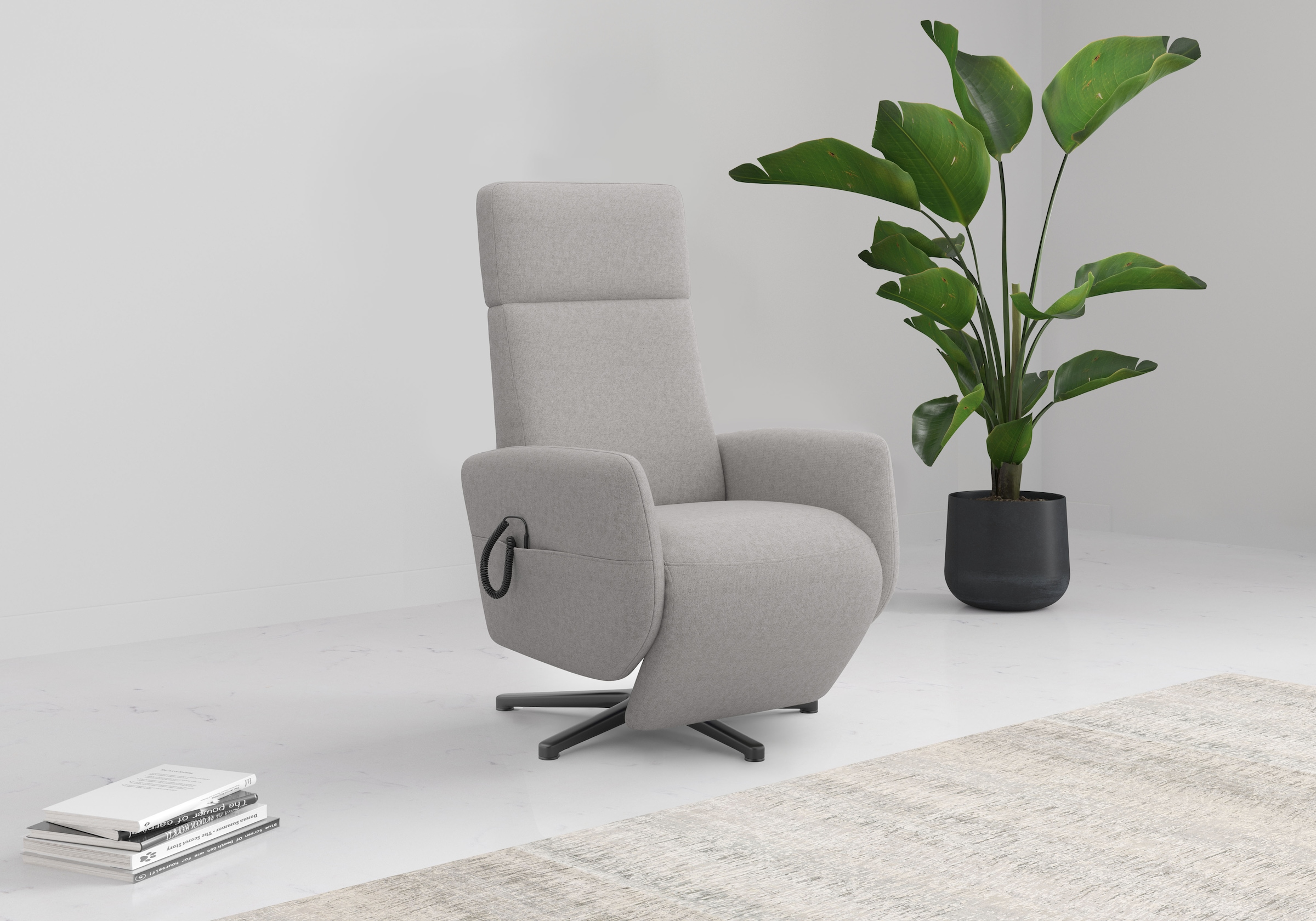 Home affaire Fauteuil TV »Rochelle, inkl. Kopfteilverstellung & 360° Drehfunktion« 1 cuis tlg. wahlweise mit 2 Motoren, Akku & Aufstehhilfe